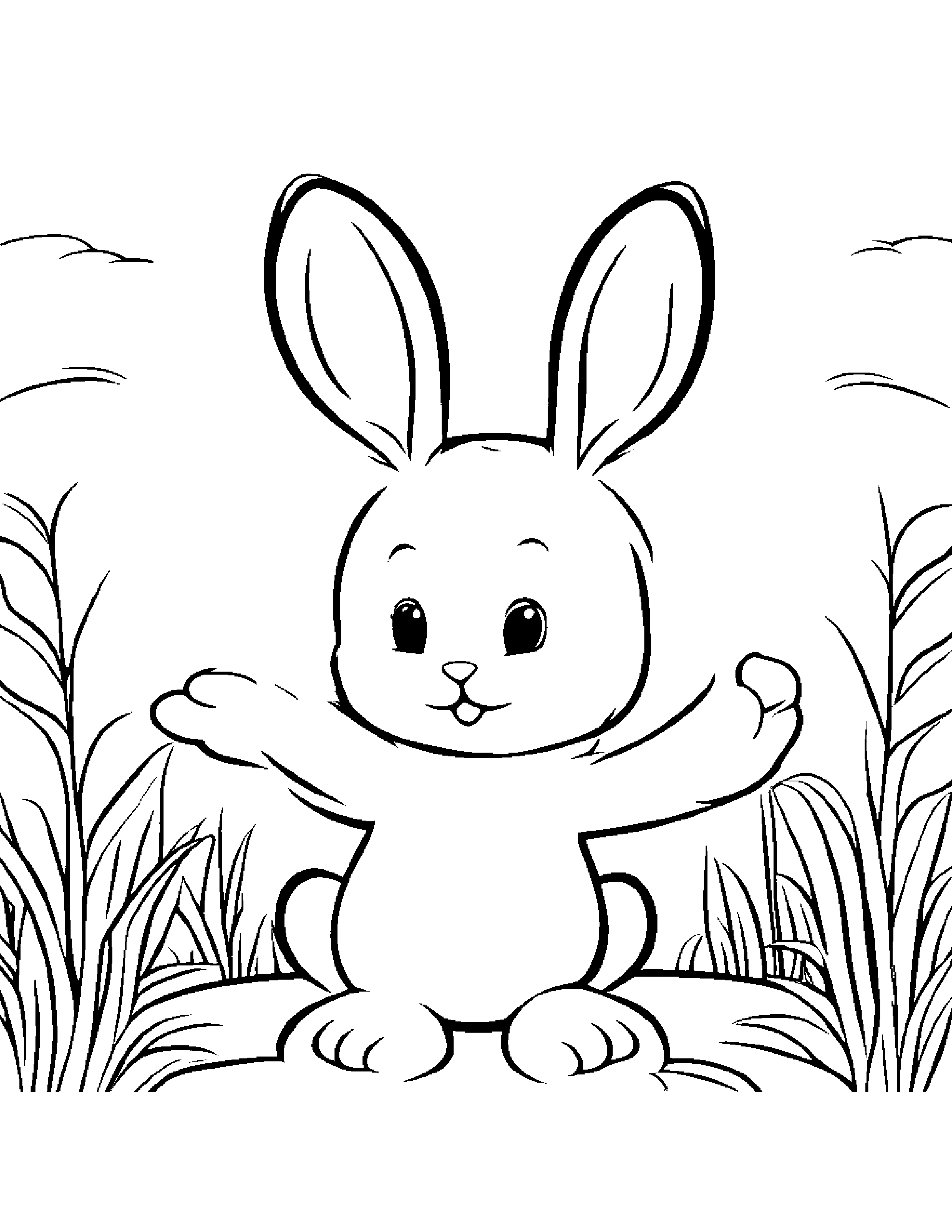Sunny Bunny Giving A High Five #2 Coloring Page (Free Printable PDF)
