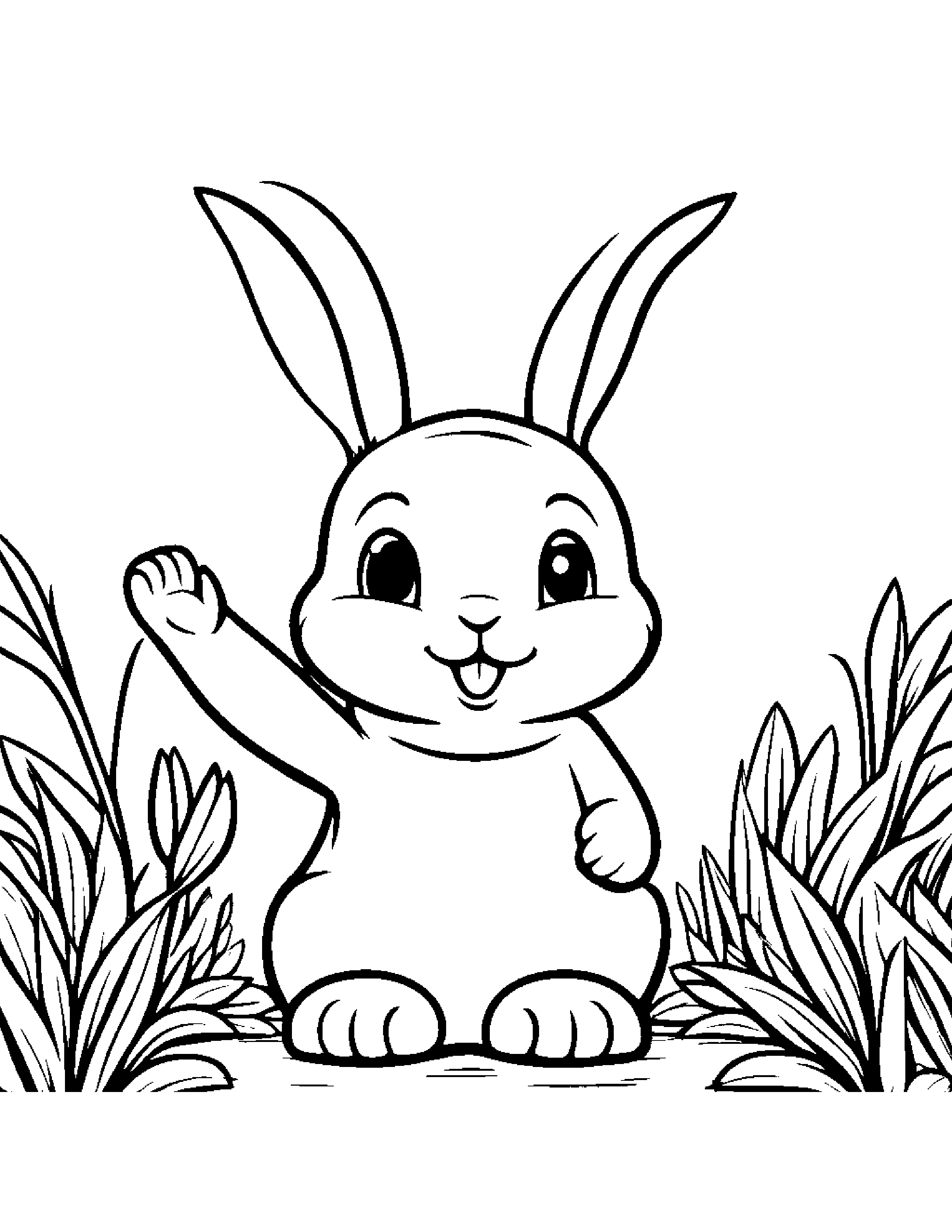 Sunny Bunny Giving A High Five #3 Coloring Page (Free Printable PDF)