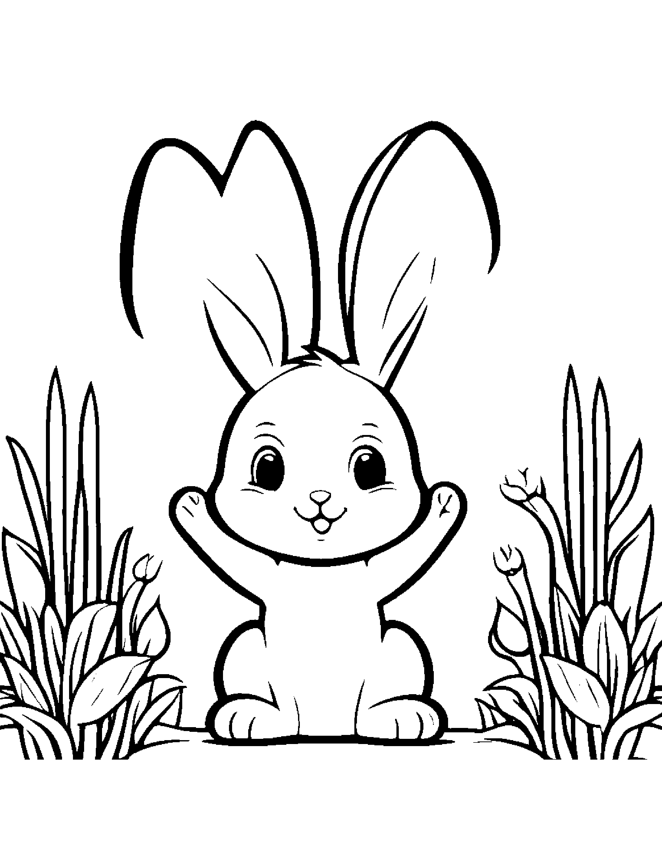 Sunny Bunny Giving A High Five Coloring Page (Free Printable PDF)