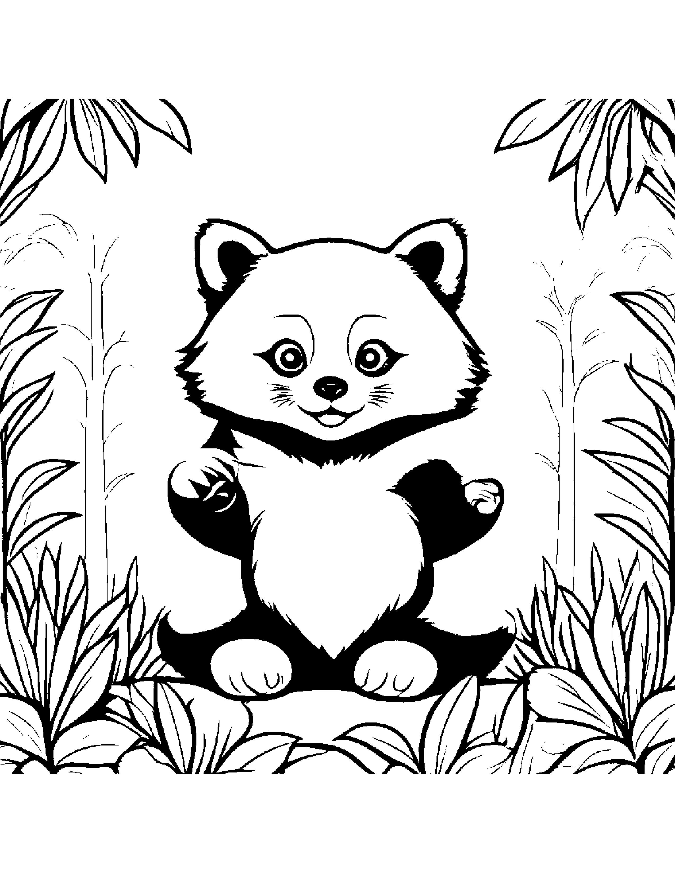 Sunny Red Panda Giving A High Five #2 Coloring Page (Free Printable PDF)