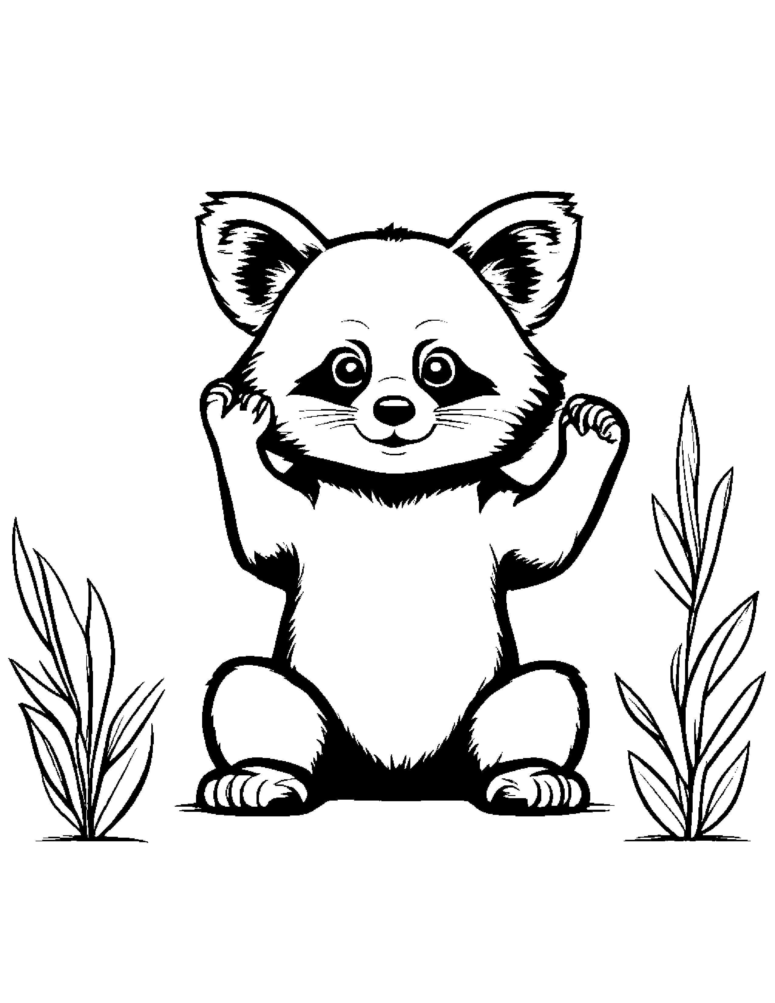 Sunny Red Panda Giving A High Five #4 Coloring Page (Free Printable PDF)
