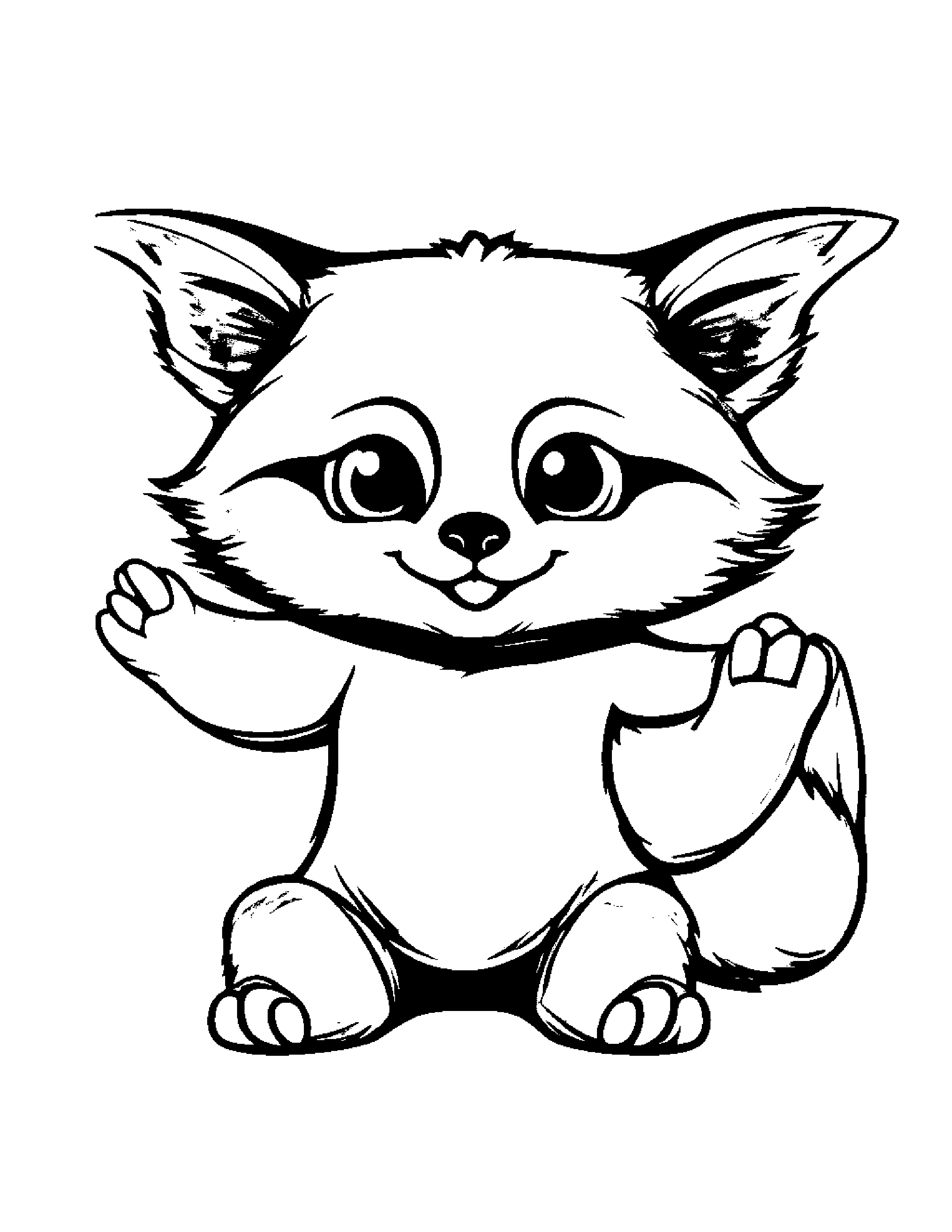 Sunny Red Panda Giving A High Five #5 Coloring Page (Free Printable PDF)