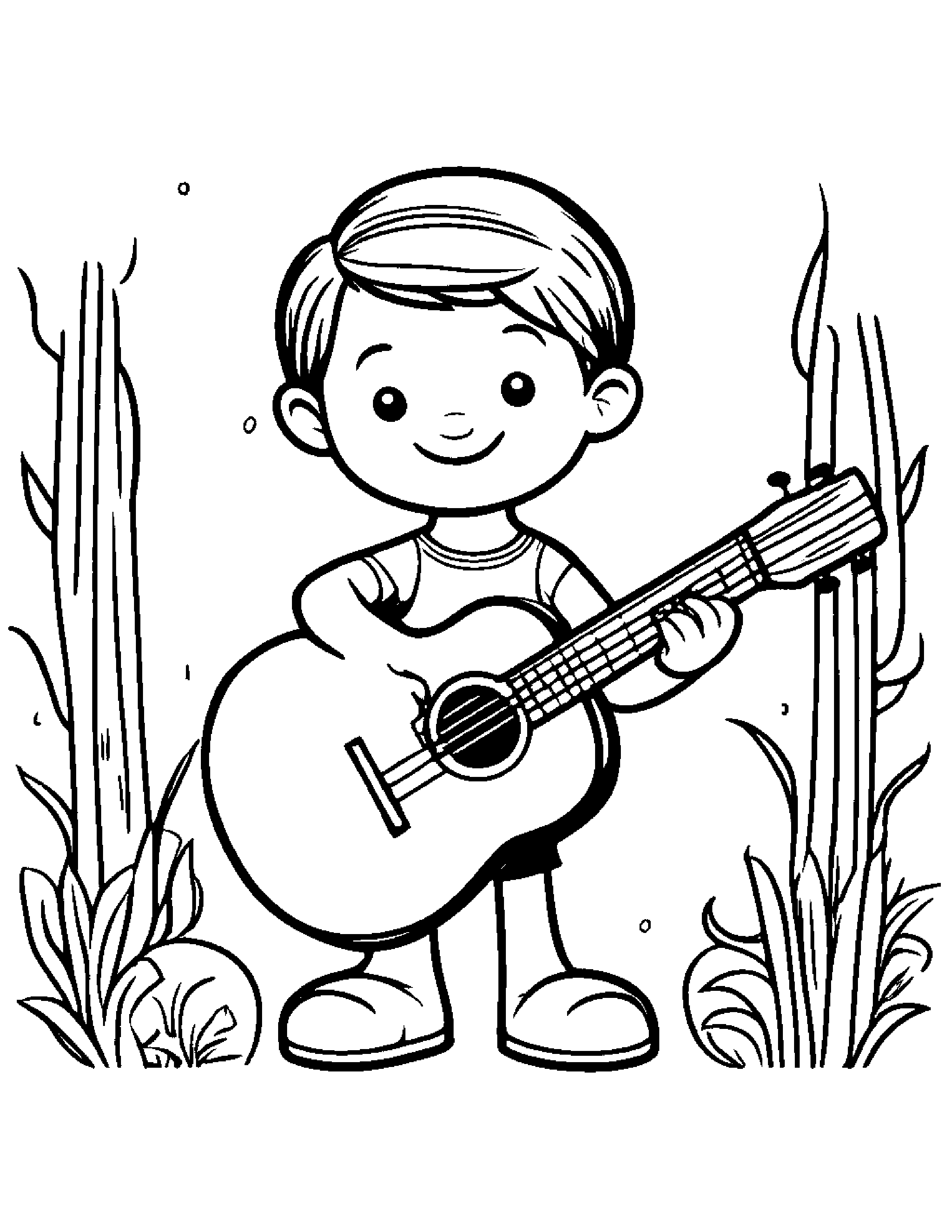 Ukulele Giving A High Five Coloring Page (Free Printable PDF)