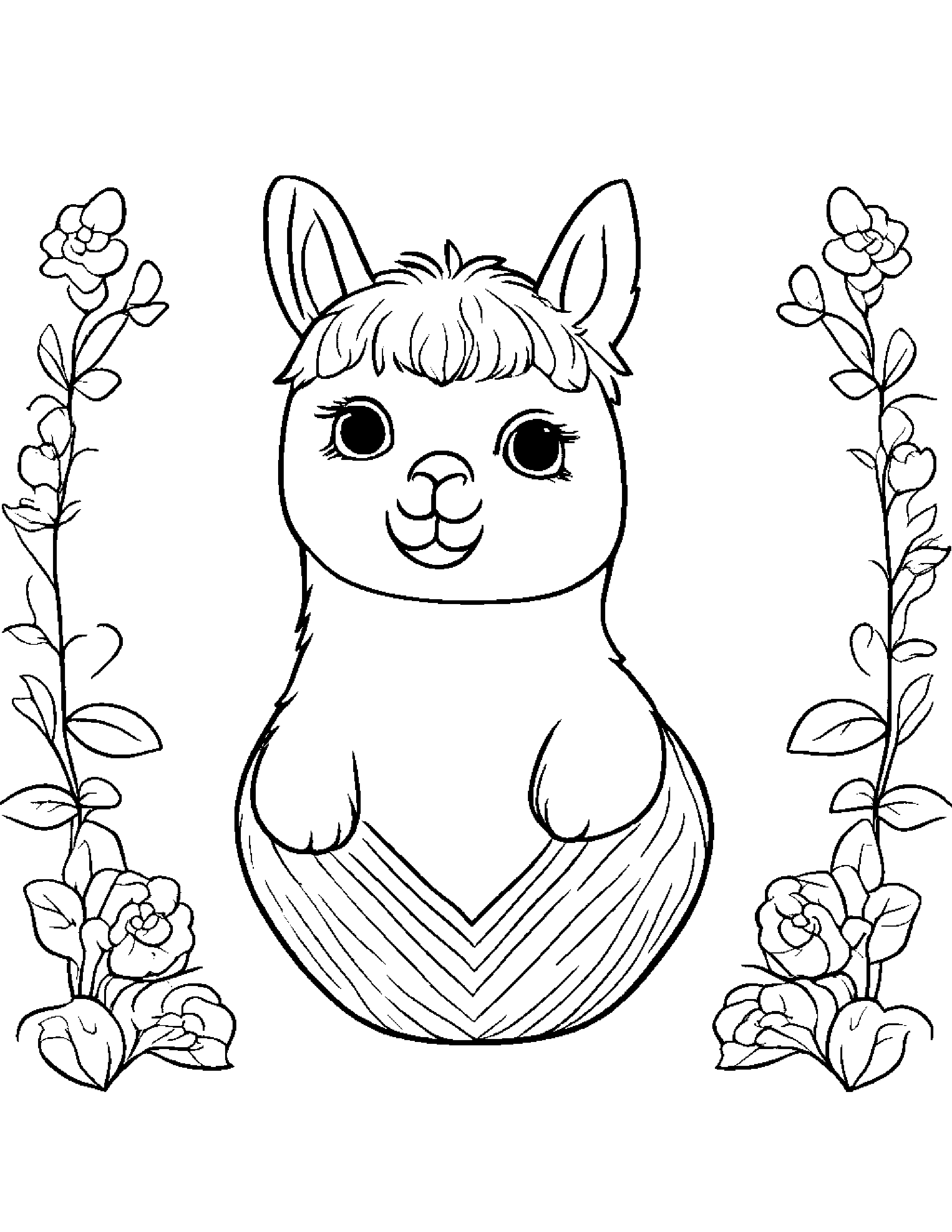 Alpaca Hugging A Heart Coloring Page (Free Printable PDF)