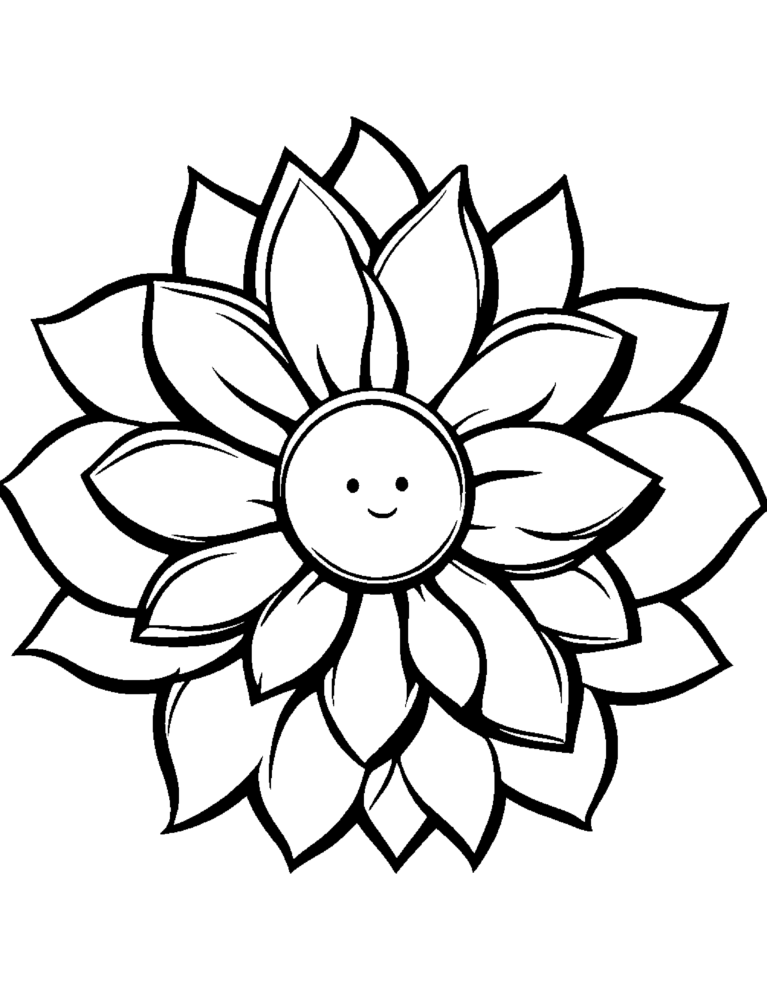 Baby Sun With A Flower #2 Coloring Page (Free Printable PDF)