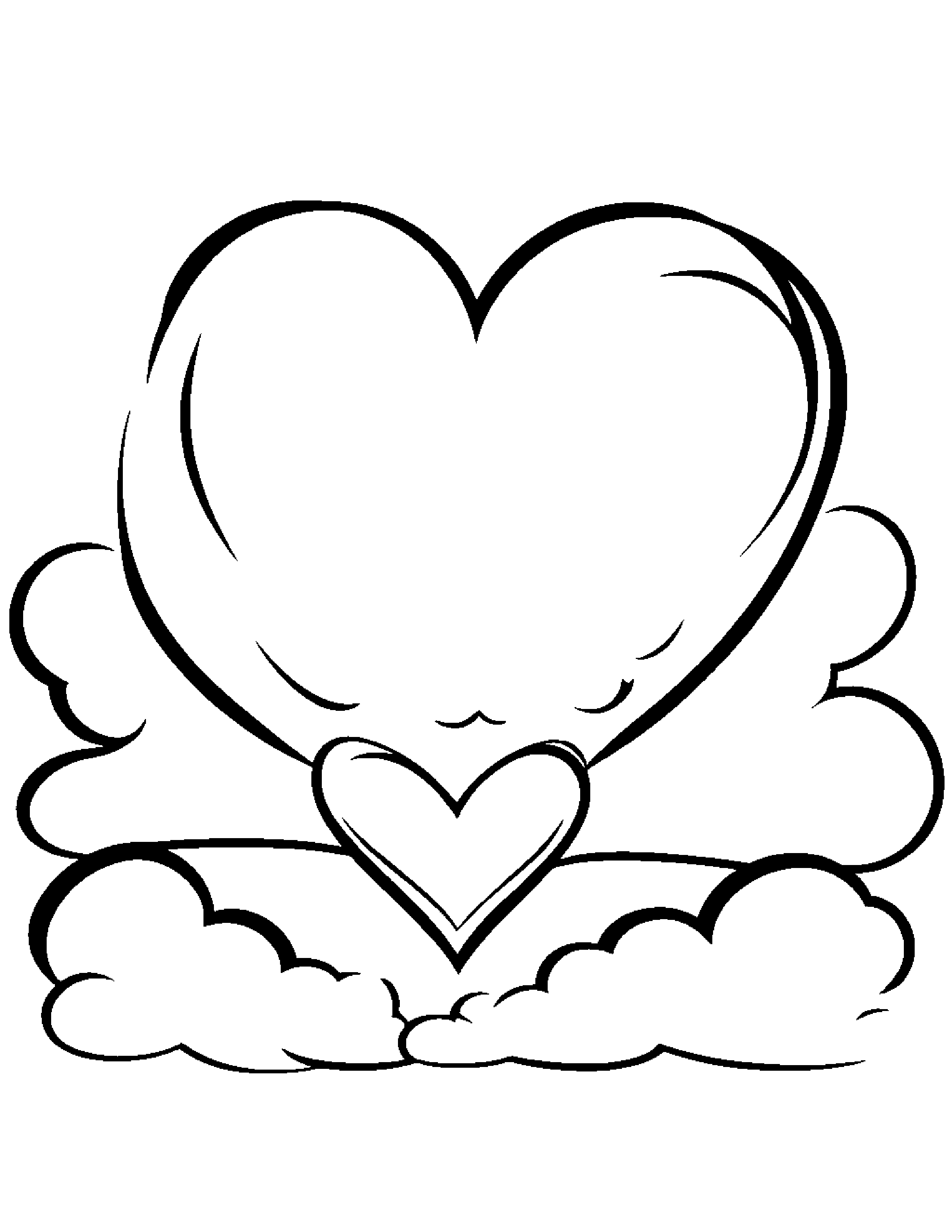 Cloud Hugging A Heart #2 Coloring Page (Free Printable PDF)