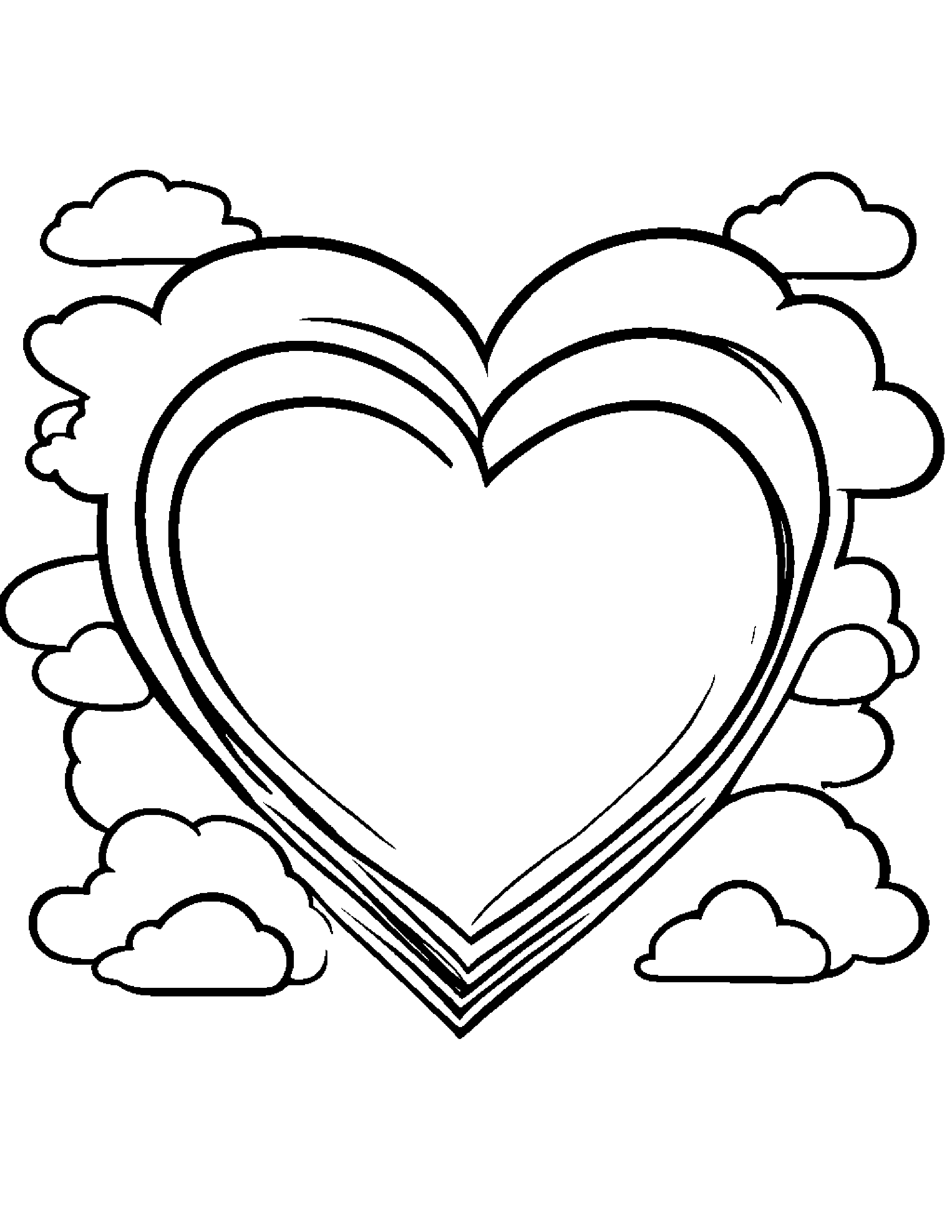 Cloud Hugging A Heart Coloring Page (Free Printable PDF)