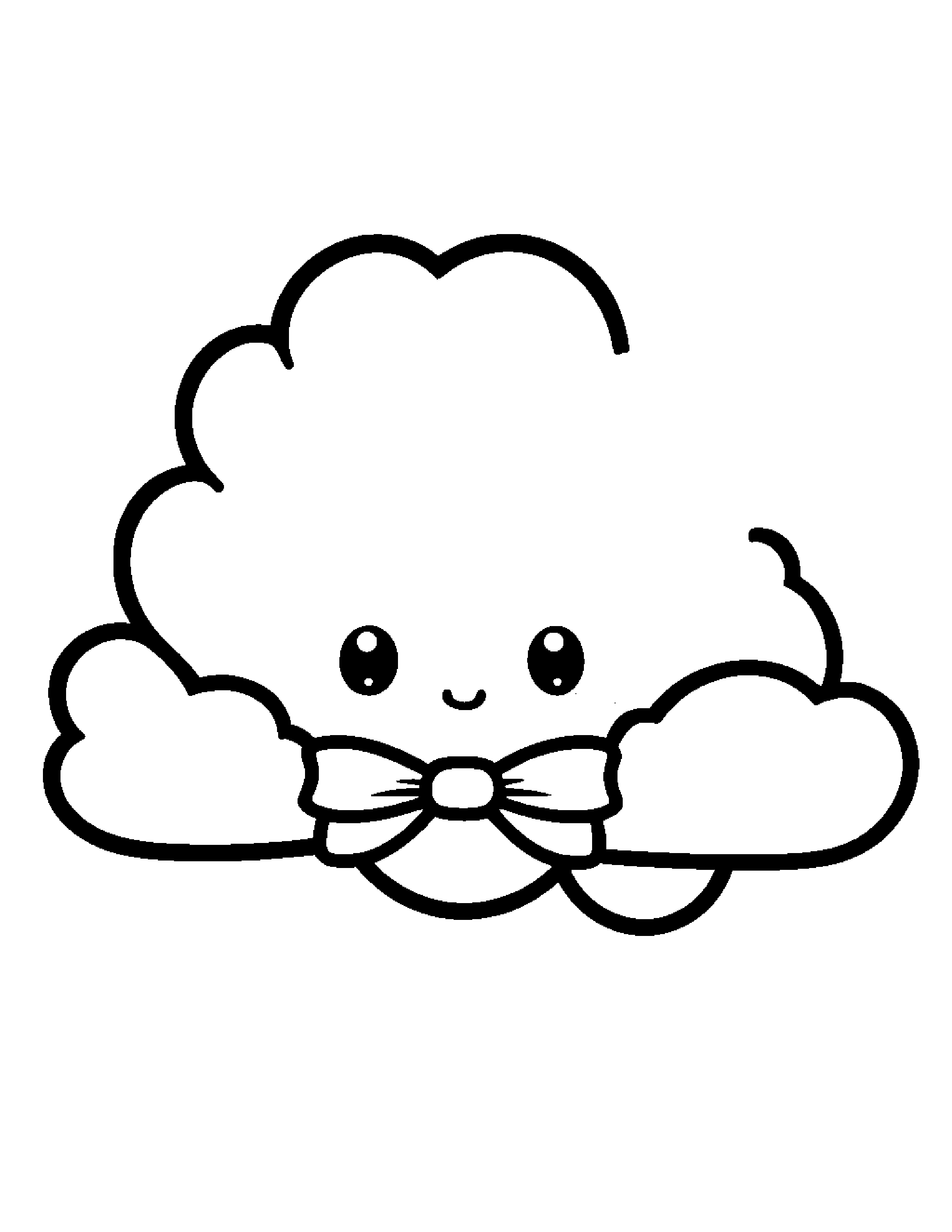 Kawaii Cloud With A Bow #2 Coloring Page (Free Printable PDF)