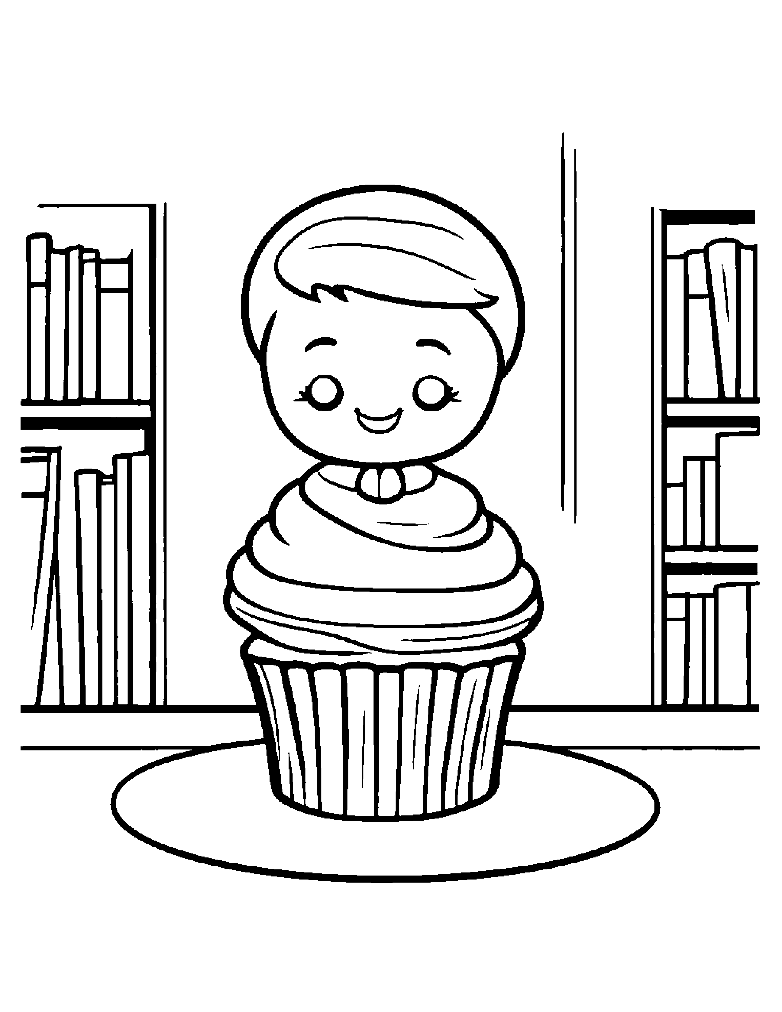 Tiny Cupcake Reading A Book #2 Coloring Page (Free Printable PDF)