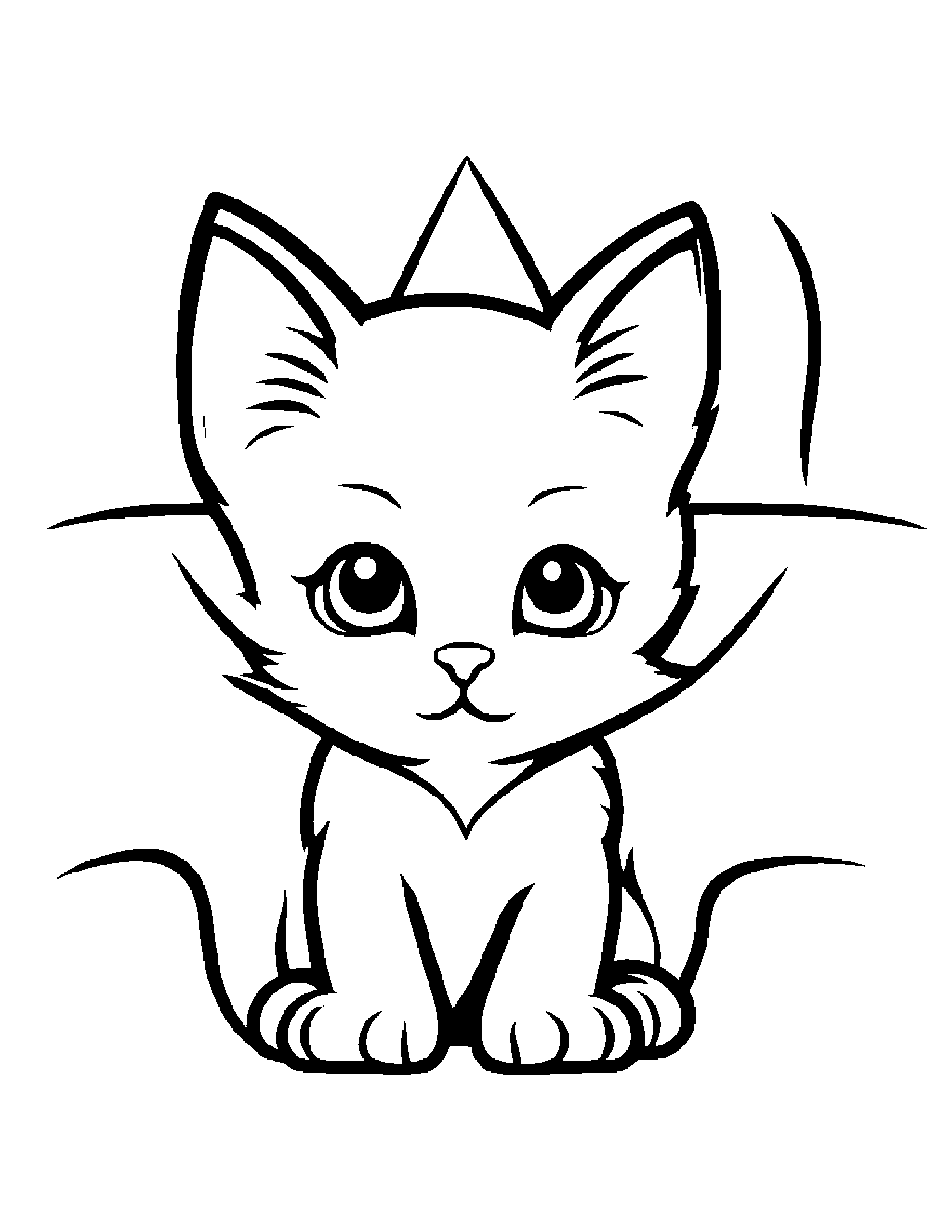 Tiny Kitten With A Star #2 Coloring Page (Free Printable PDF)