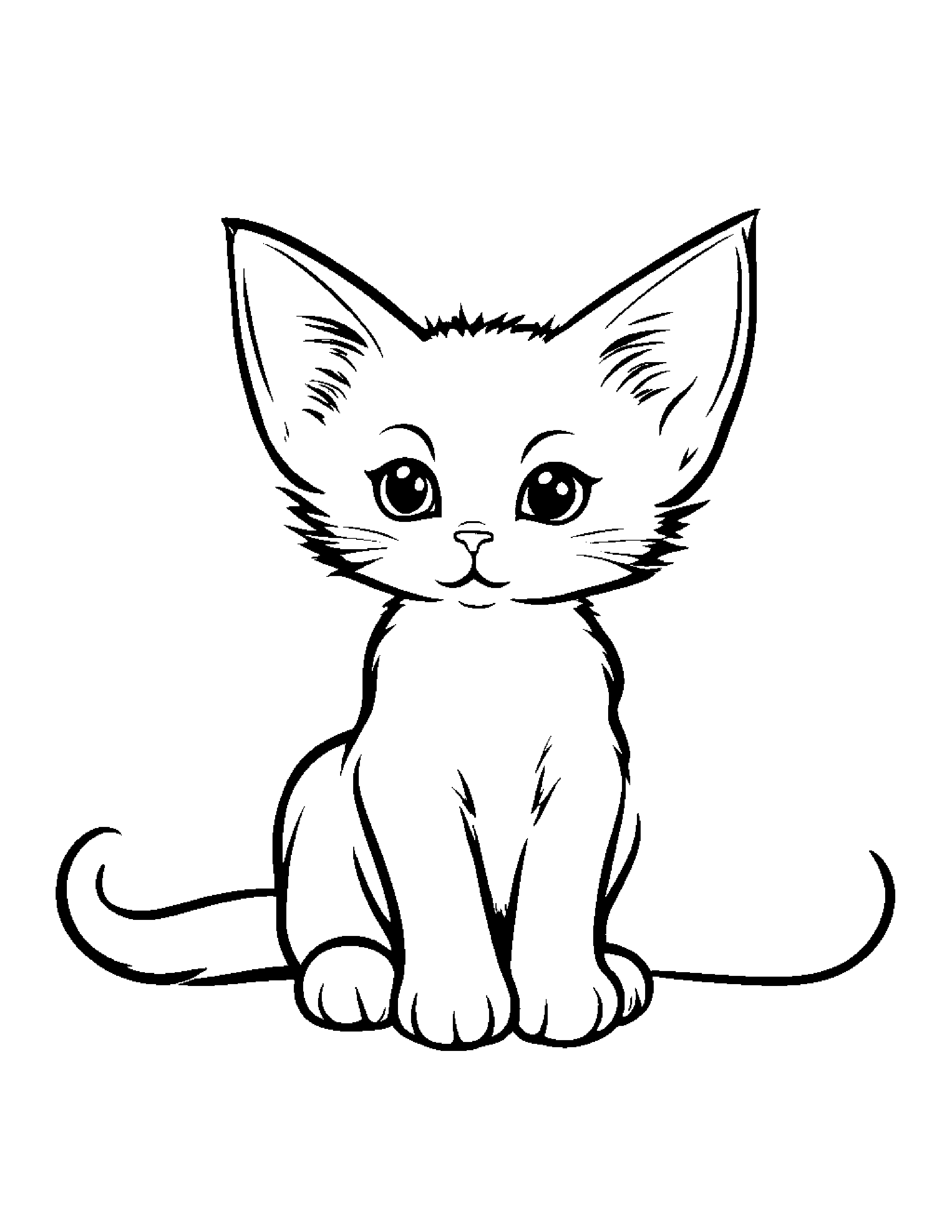 Tiny Kitten With A Star Coloring Page (Free Printable PDF)