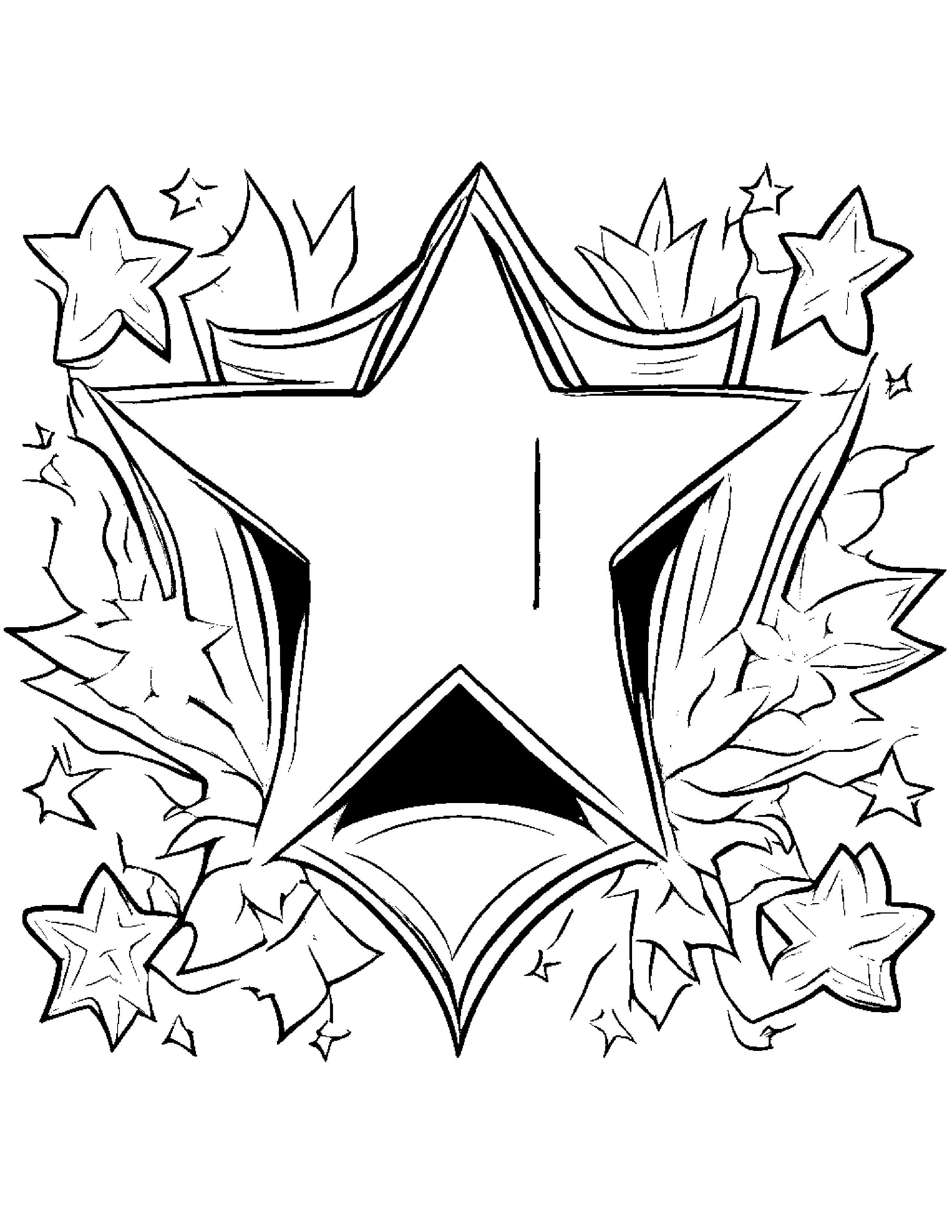 Gentle Letter U With A Star Coloring Page (Free Printable PDF)