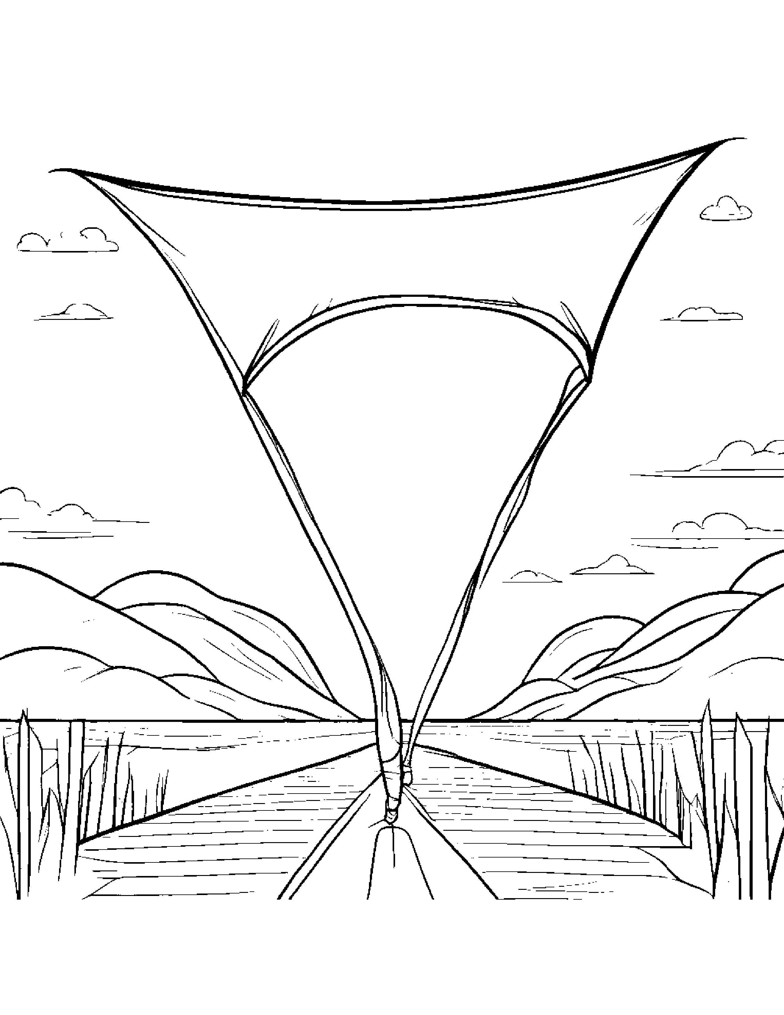 Letter V With A Kite Coloring Page (Free Printable PDF)