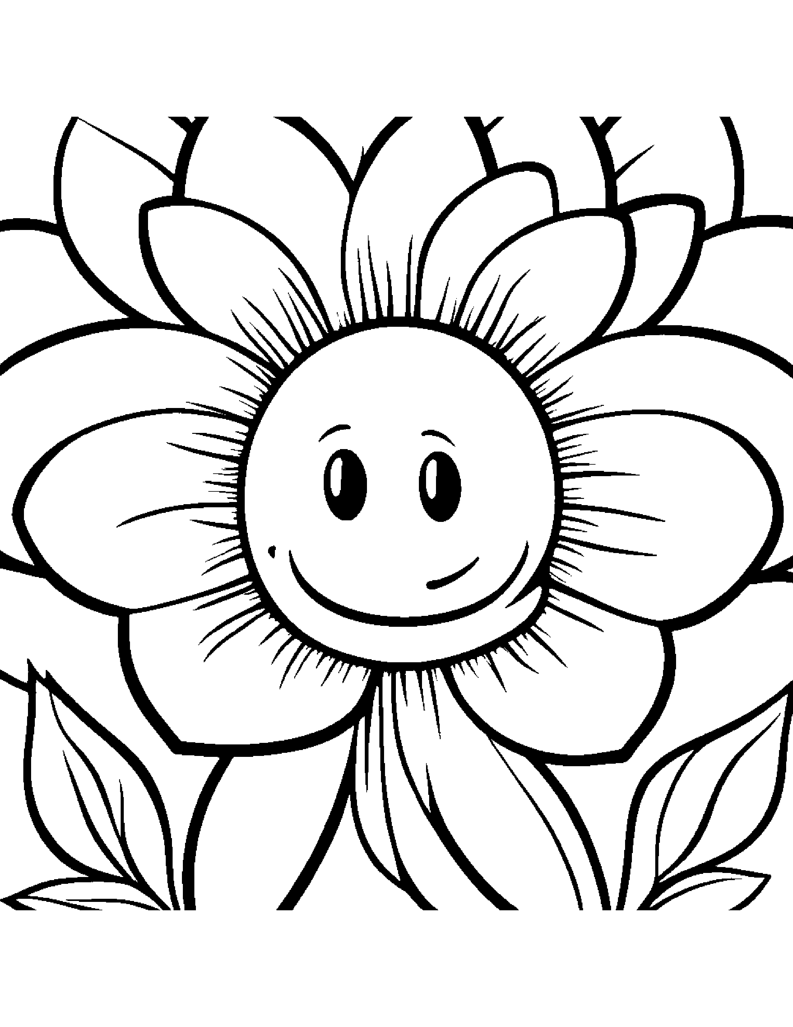 Smiling Letter I With A Flower #2 Coloring Page (Free Printable PDF)
