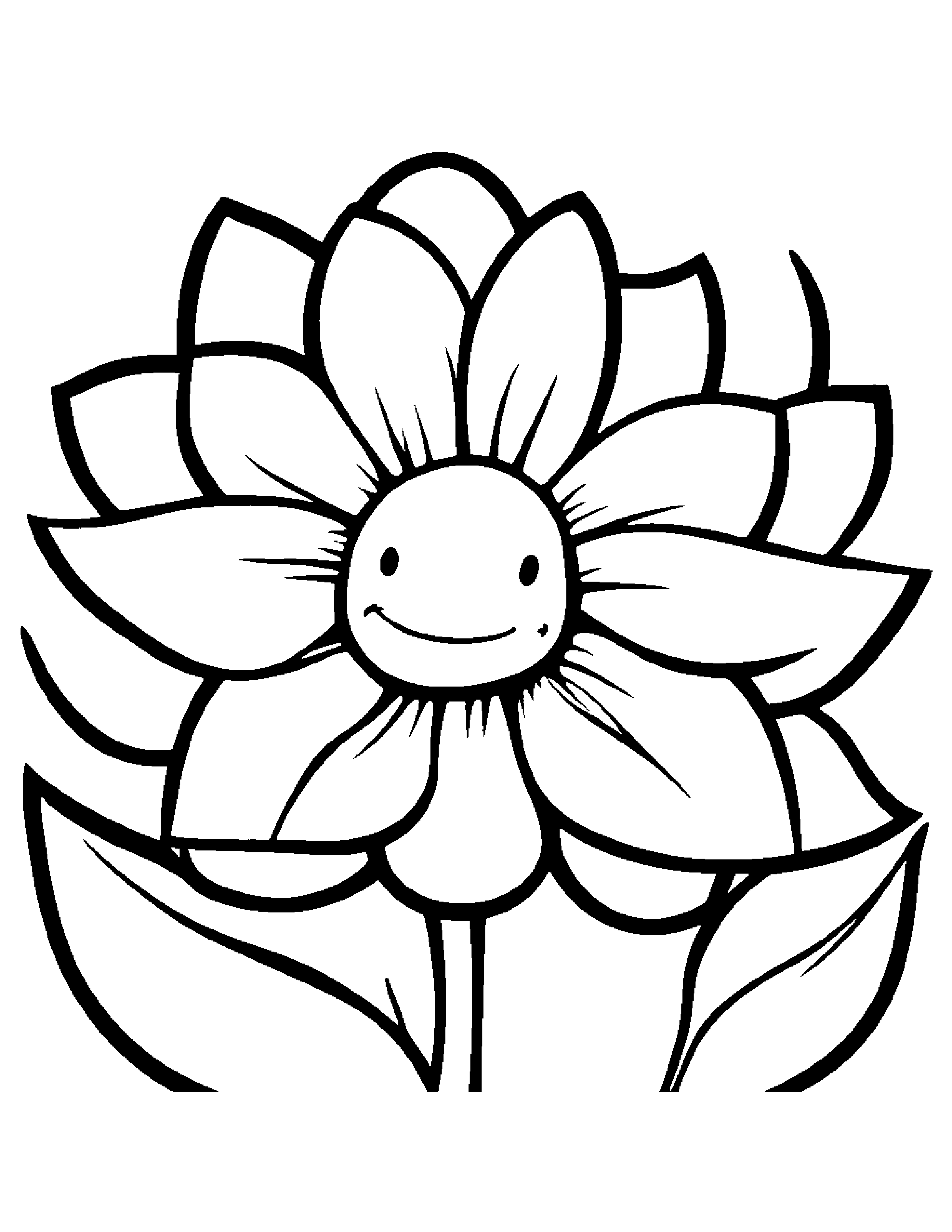 Smiling Letter I With A Flower #4 Coloring Page (Free Printable PDF)