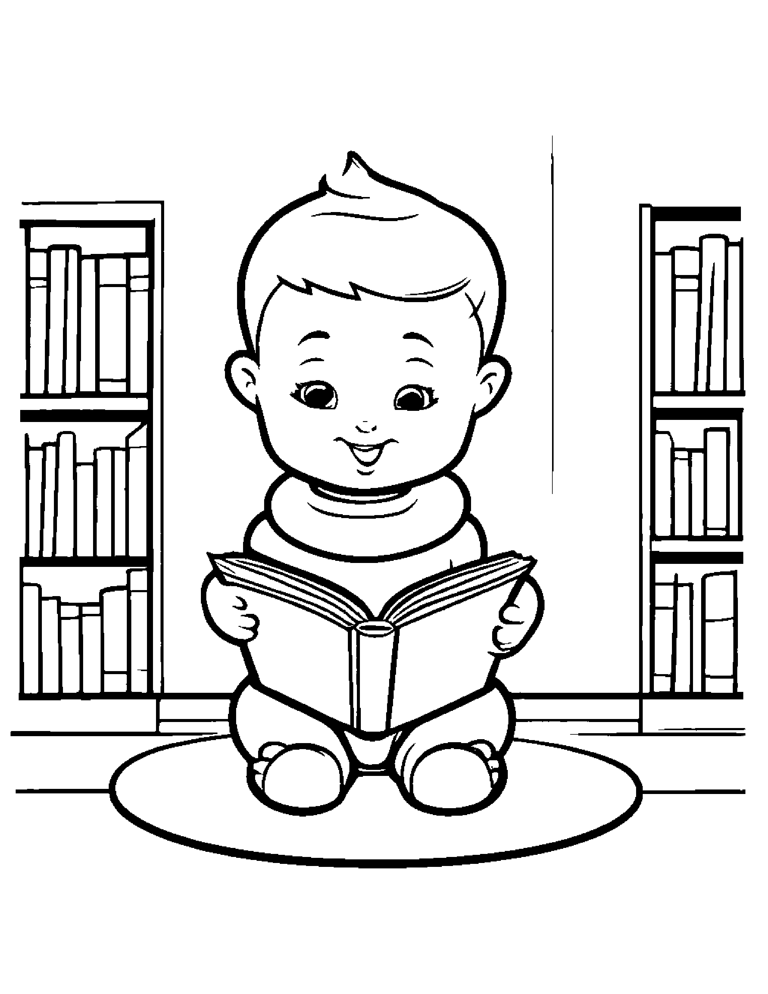 Baby Cupcake Reading A Book #2 Coloring Page (Free Printable PDF)