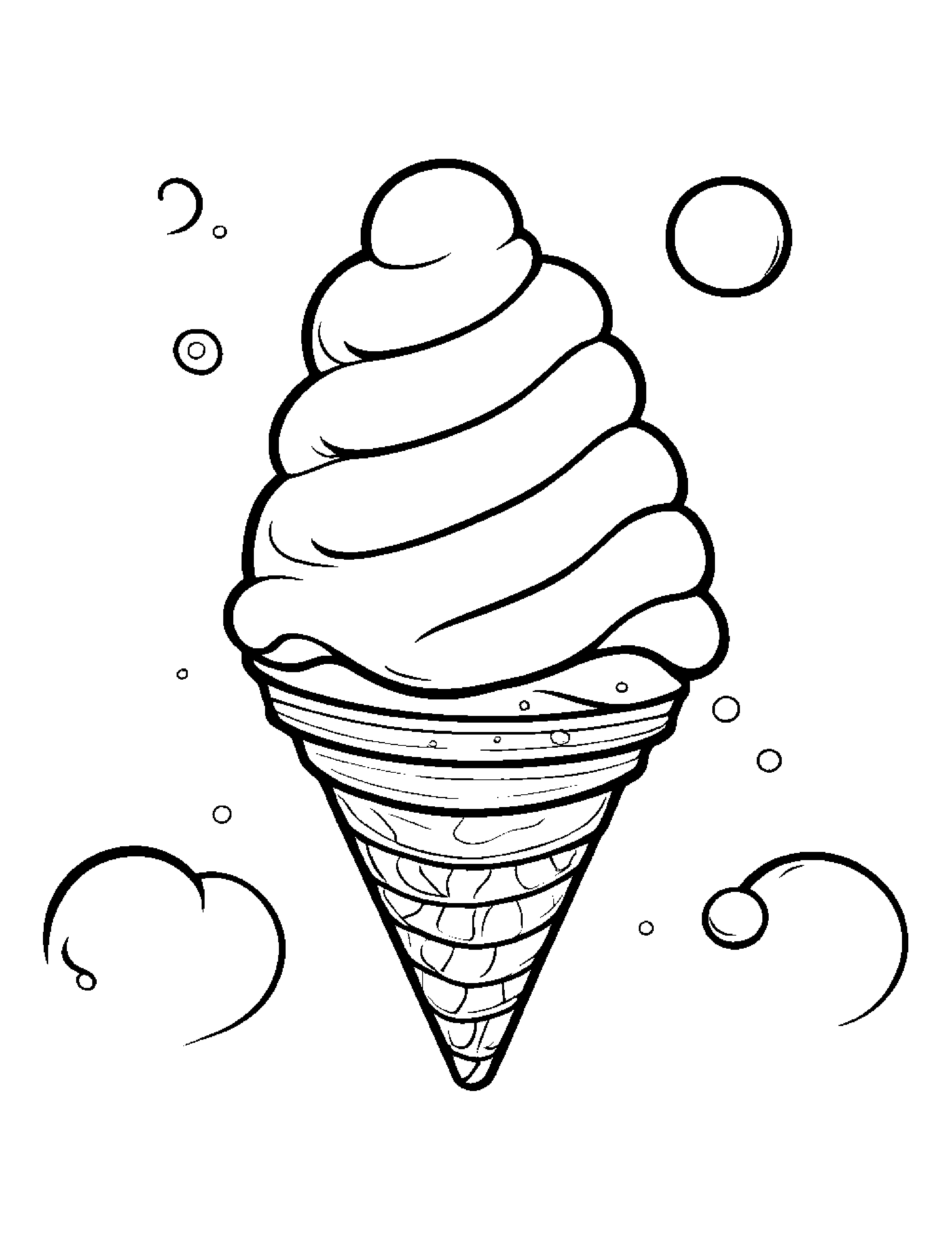 Ice Cream Cone Blowing Bubbles #2 Coloring Page (Free Printable PDF)