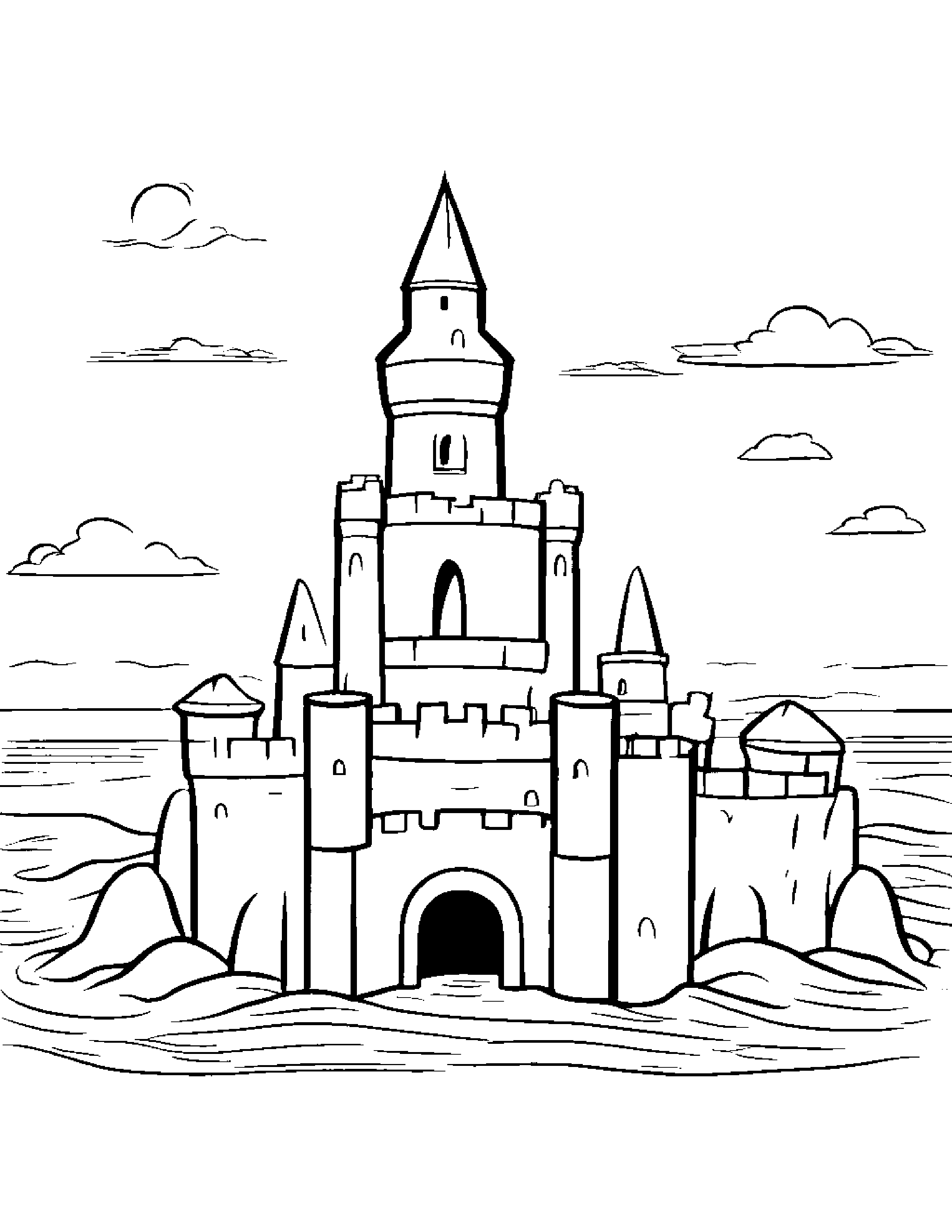 Sandcastle Wearing A Hat #2 Coloring Page (Free Printable PDF)