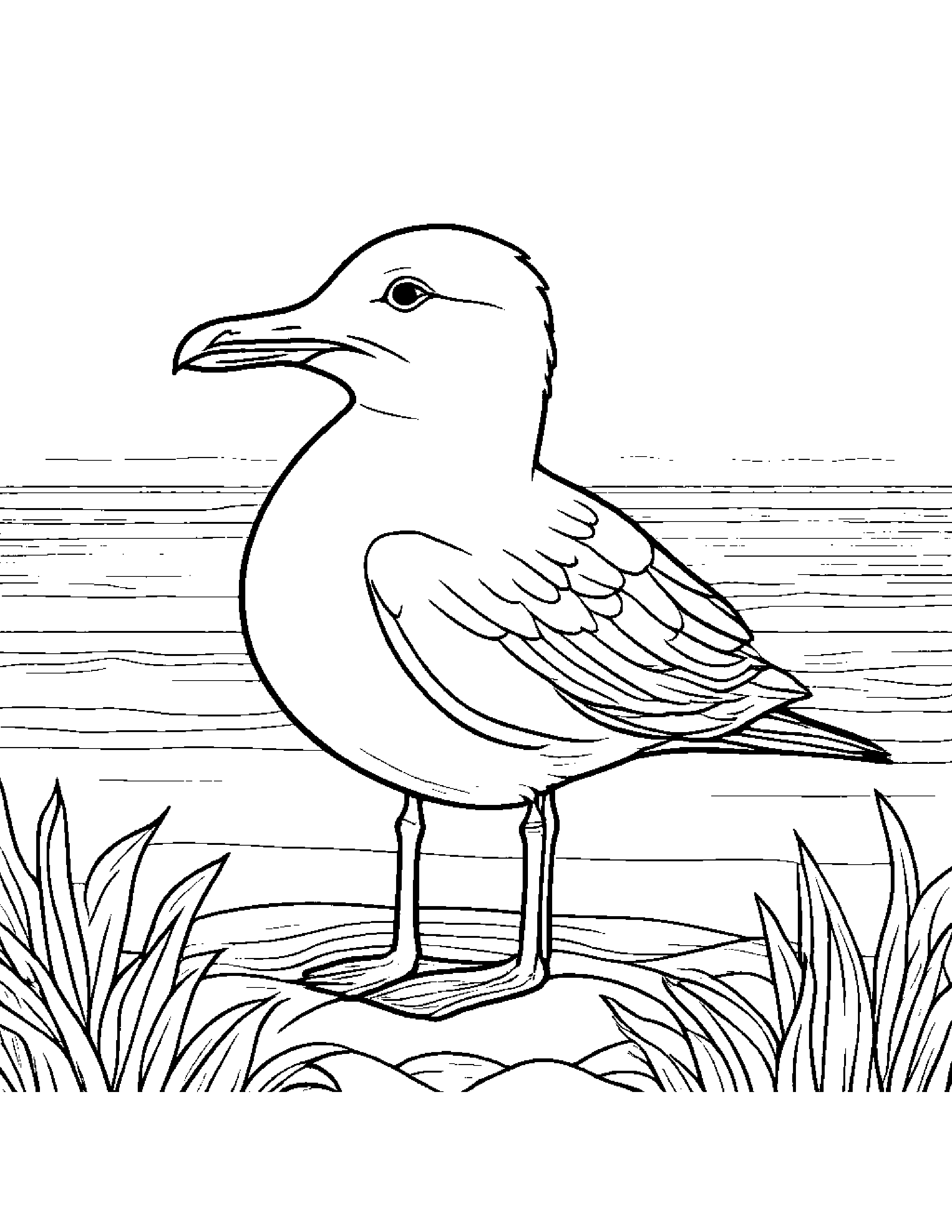 Sleepy Seagull #2 Coloring Page (Free Printable PDF)