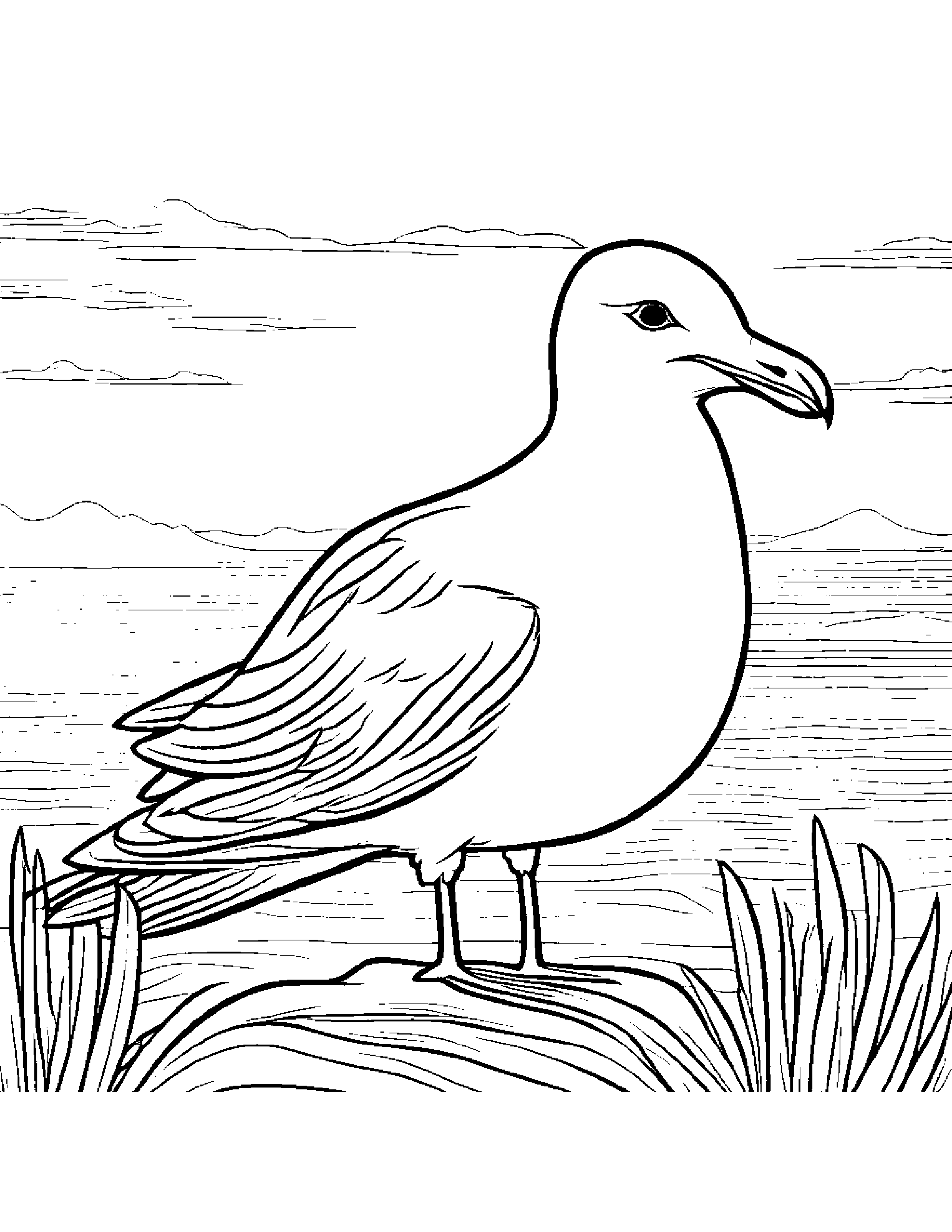 Sleepy Seagull Coloring Page (Free Printable PDF)