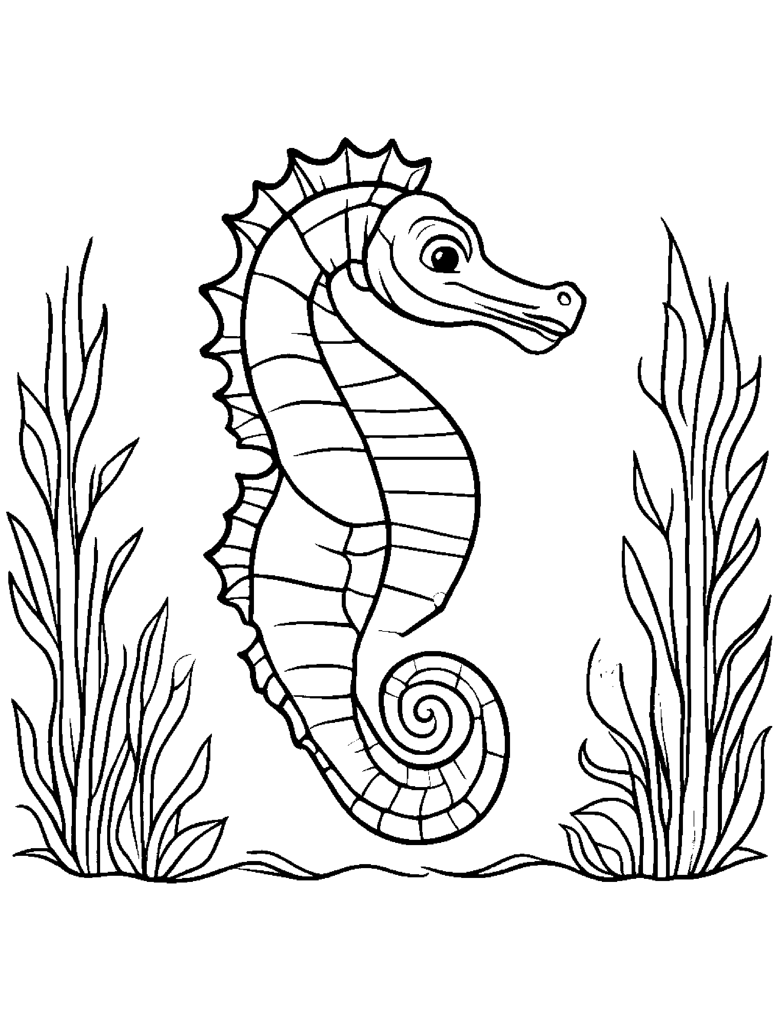 Sleepy Seahorse #2 Coloring Page (Free Printable PDF)