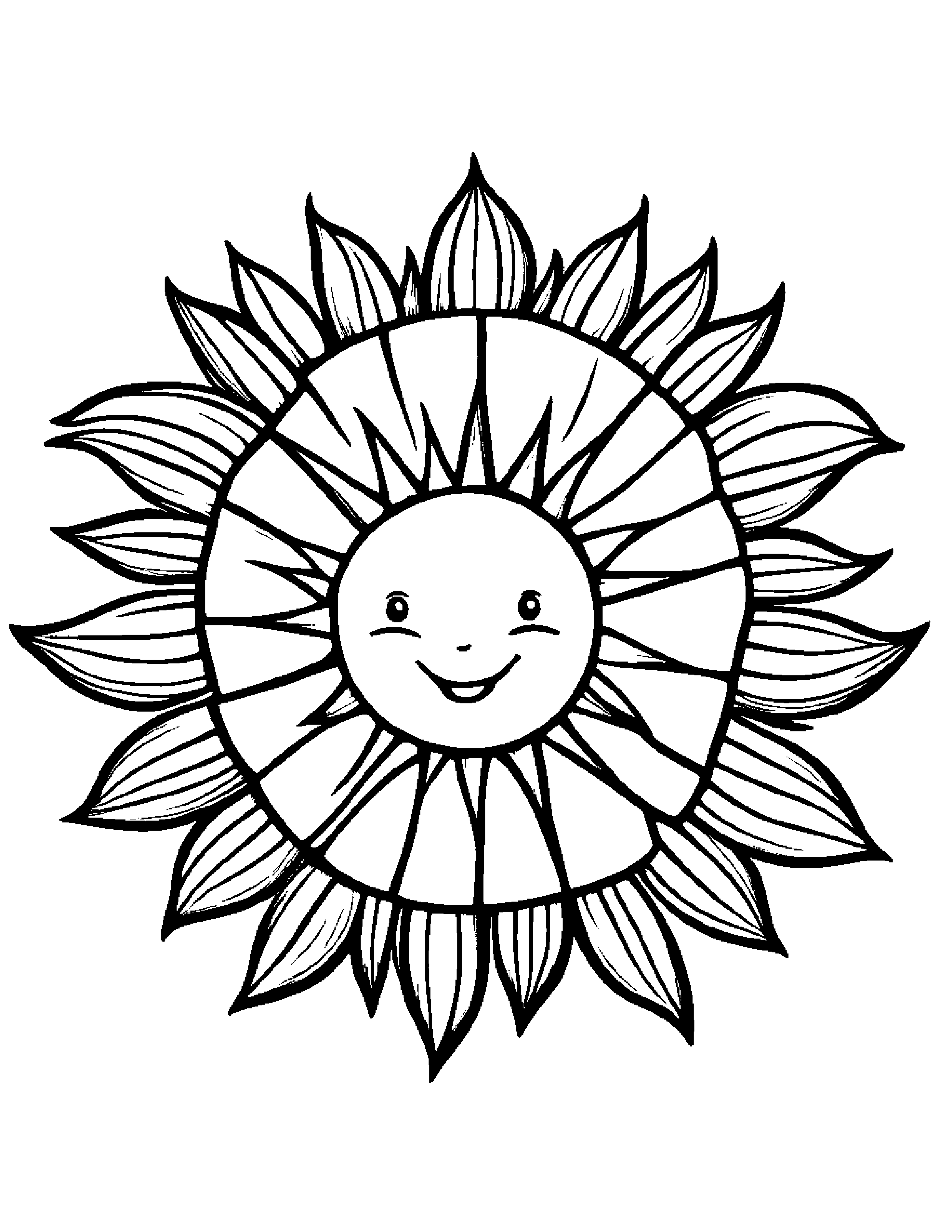 Happy Sun #2 Coloring Page (Free Printable PDF)