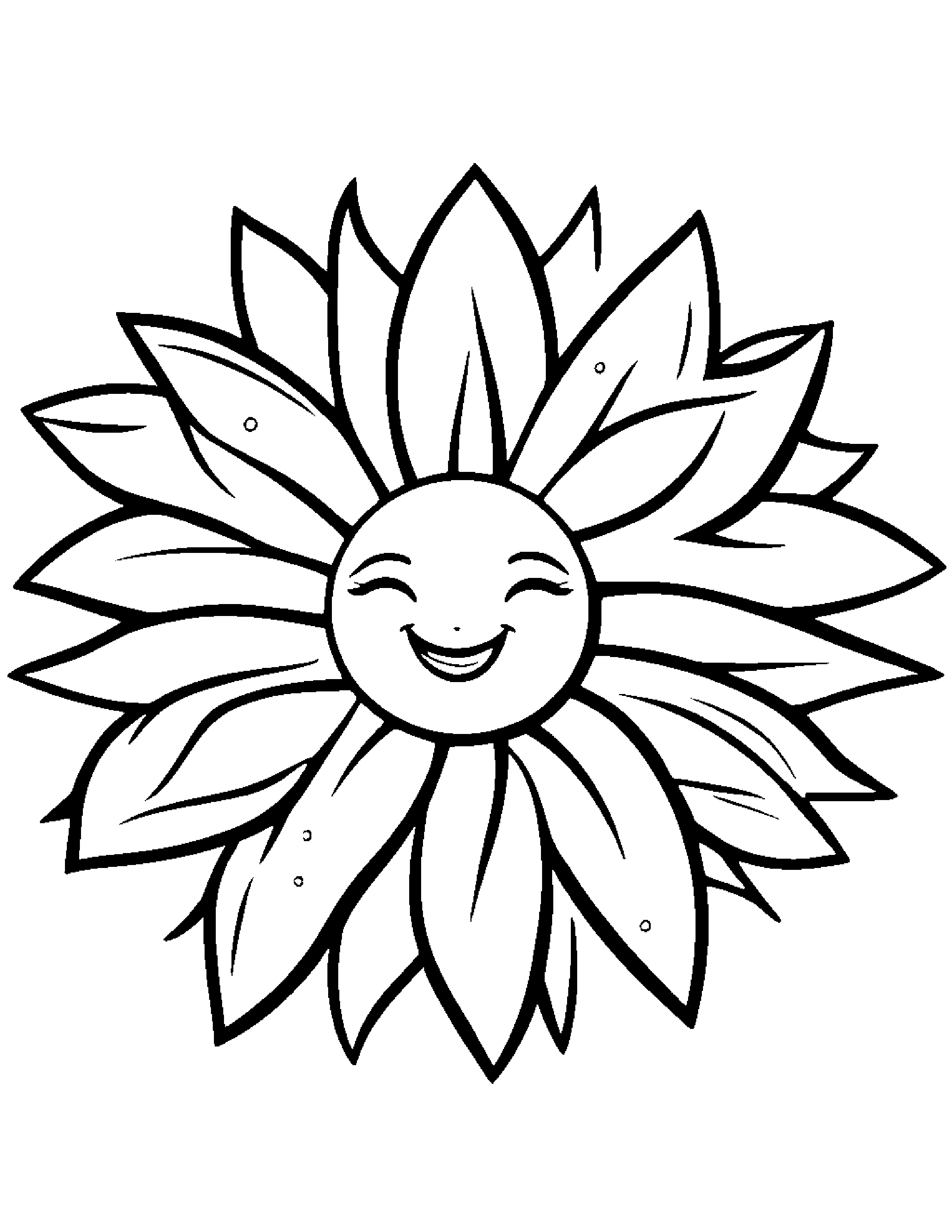Happy Sun With A Star #2 Coloring Page (Free Printable PDF)