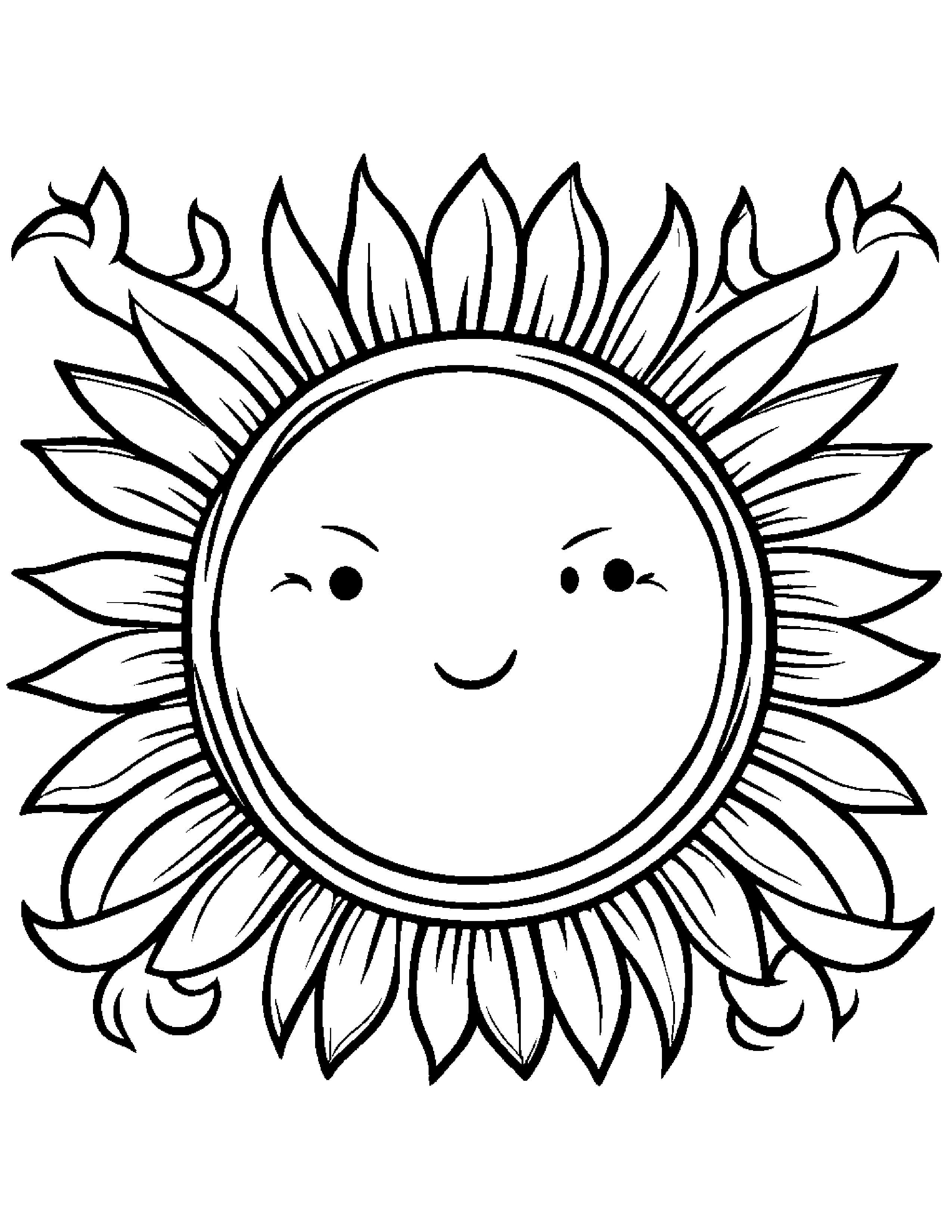 Happy Sun Coloring Page (Free Printable PDF)