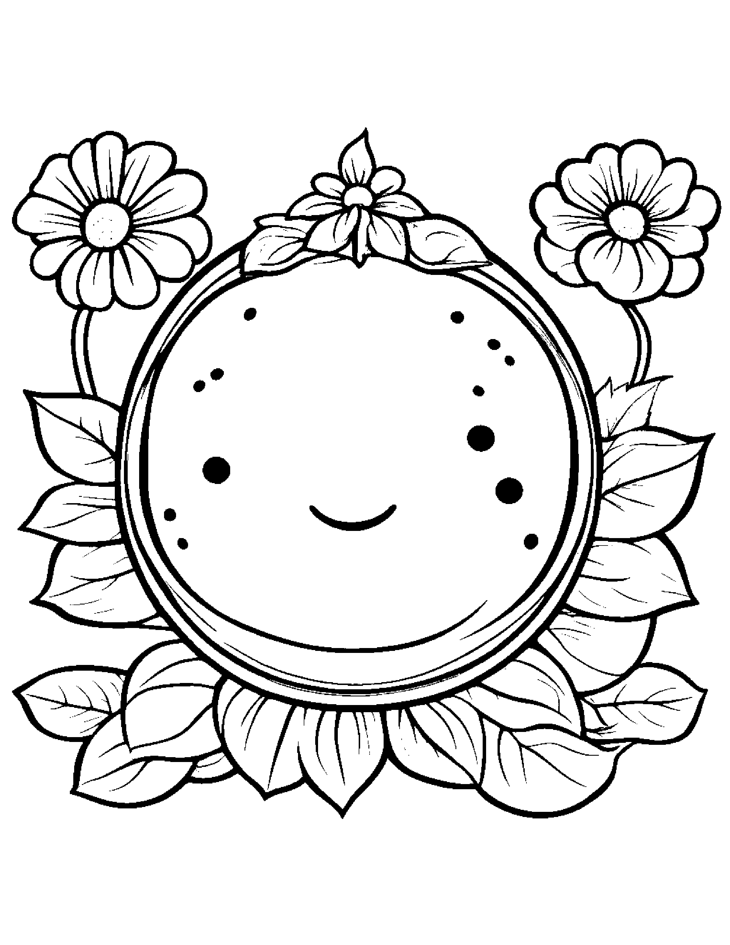 Happy Watermelon Slice With A Flower Coloring Page (Free Printable PDF)