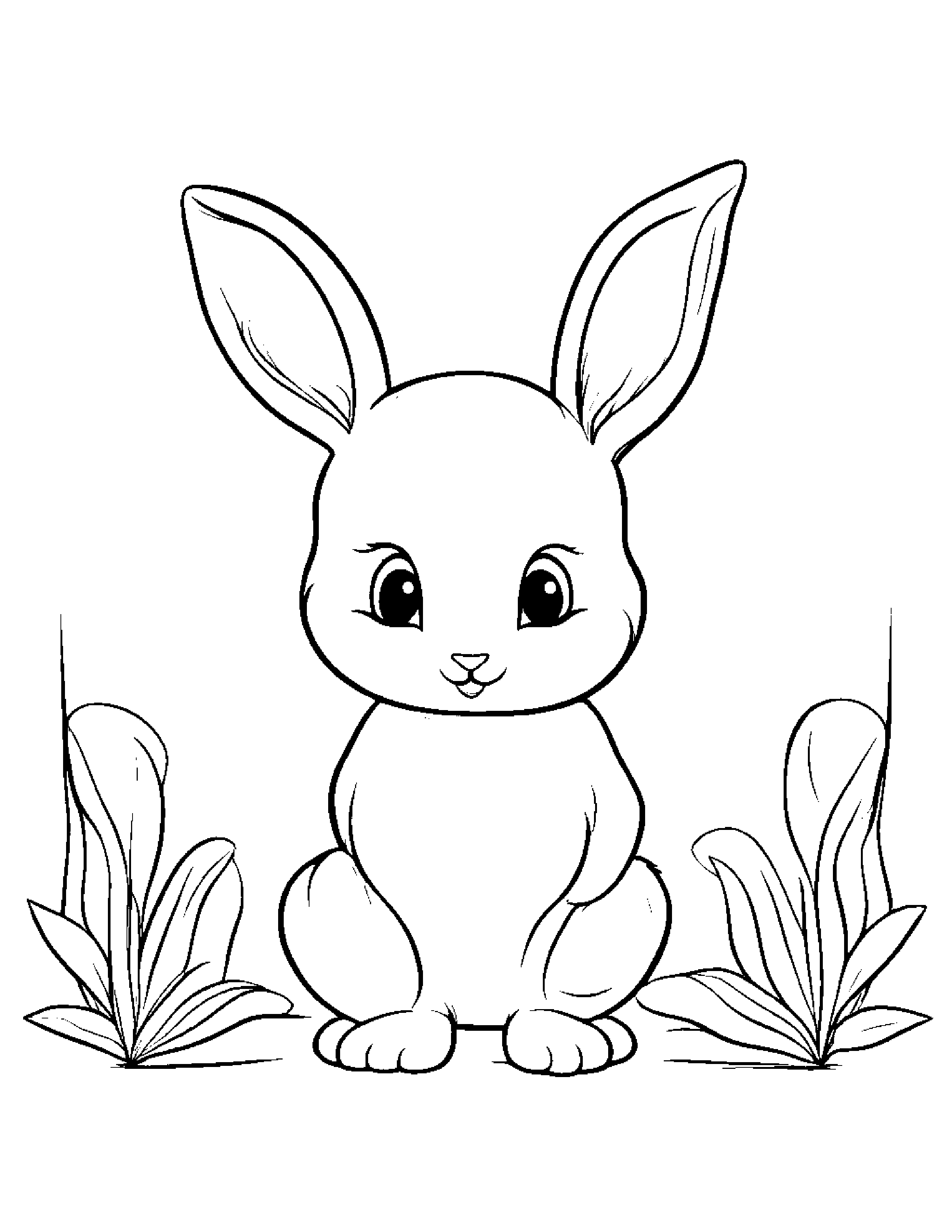 Little Bunny With A Bow Coloring Page (Free Printable PDF)