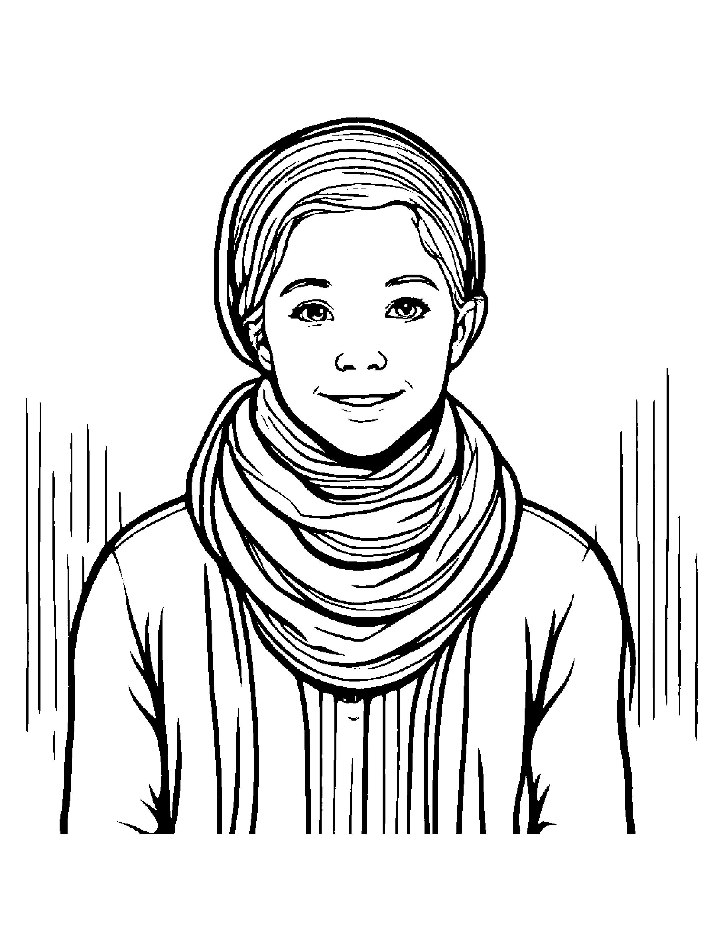 Rainbow With Scarf #2 Coloring Page (Free Printable PDF)