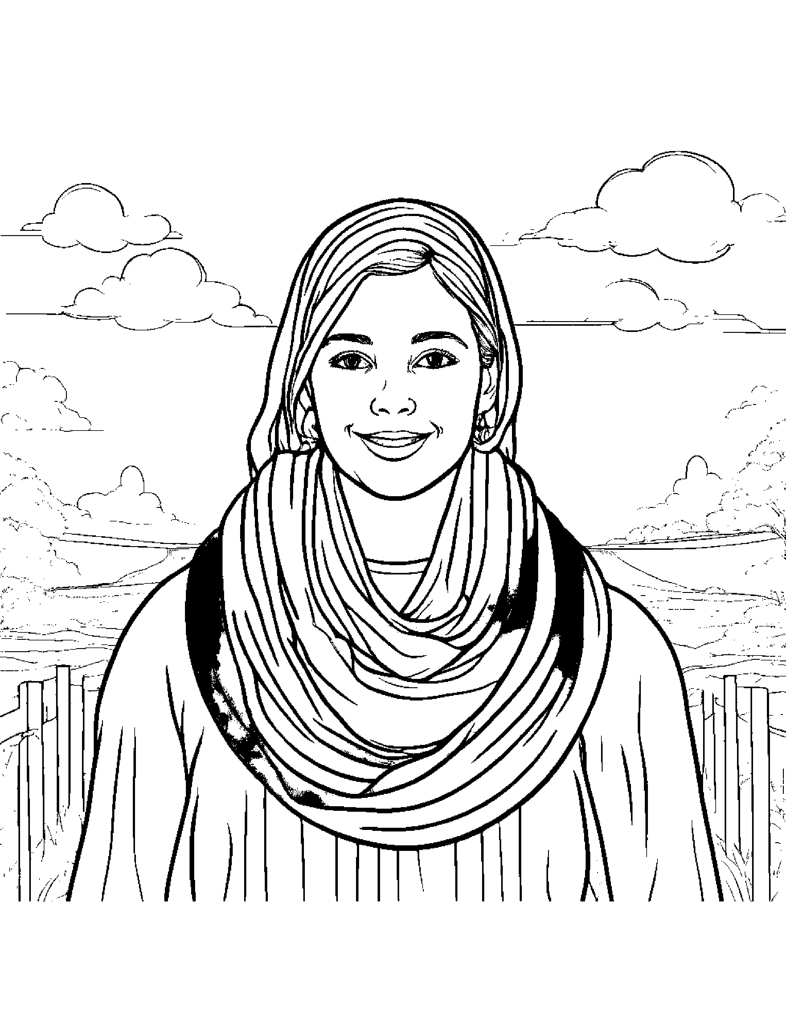 Rainbow With Scarf Coloring Page (Free Printable PDF)