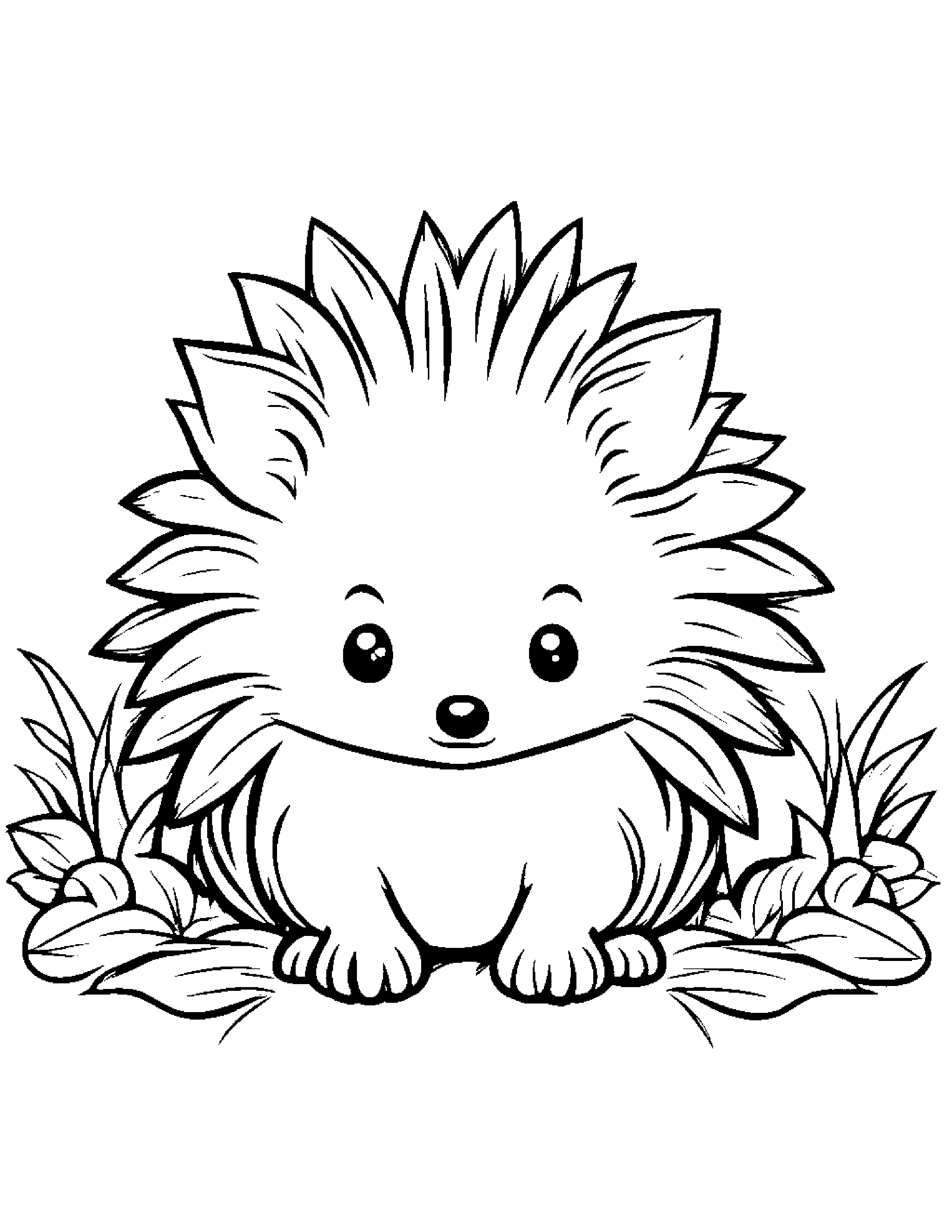 Baby Hedgehog With A Star #2 Coloring Page (Free Printable PDF)