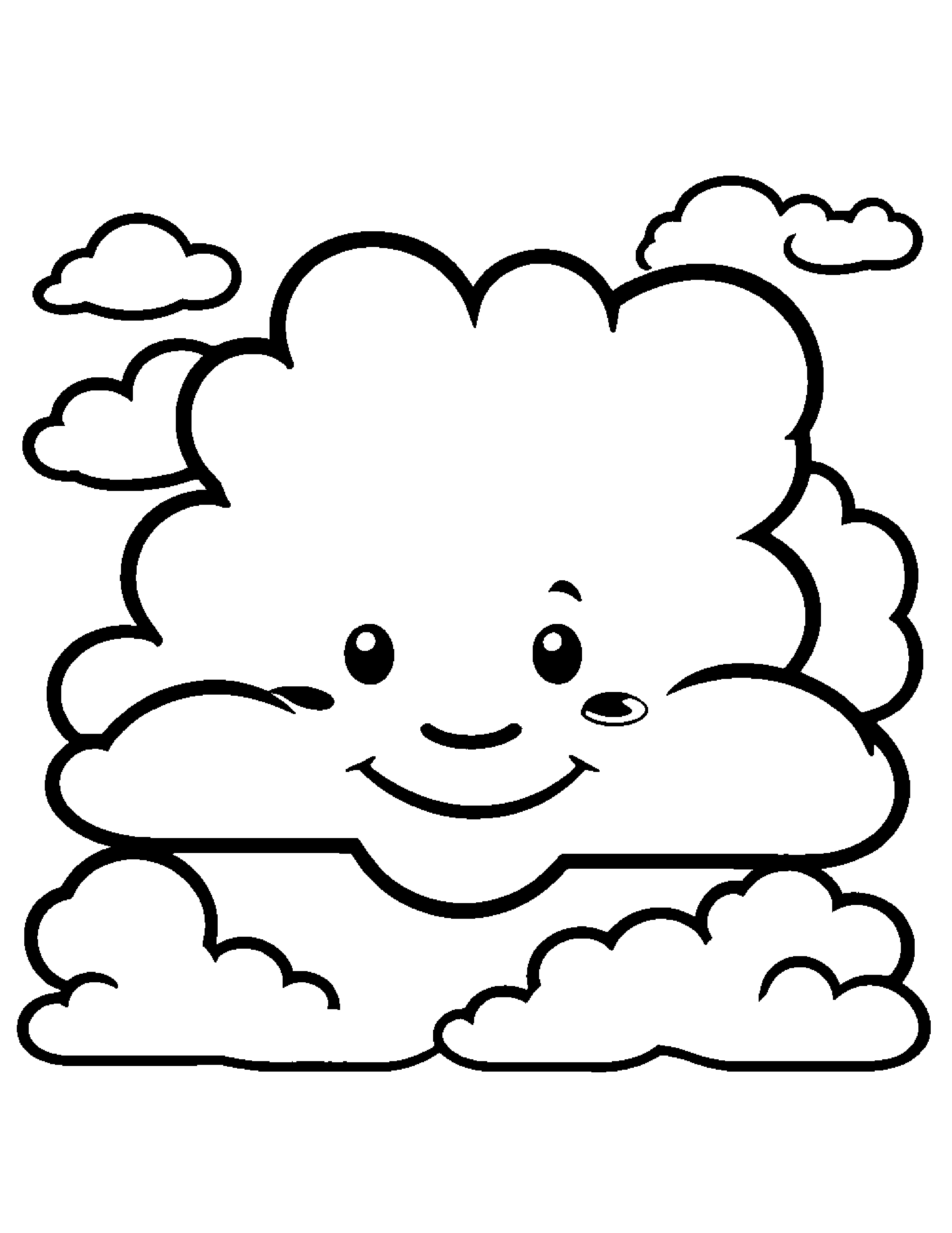 Happy Cloud #2 Coloring Page (Free Printable PDF)
