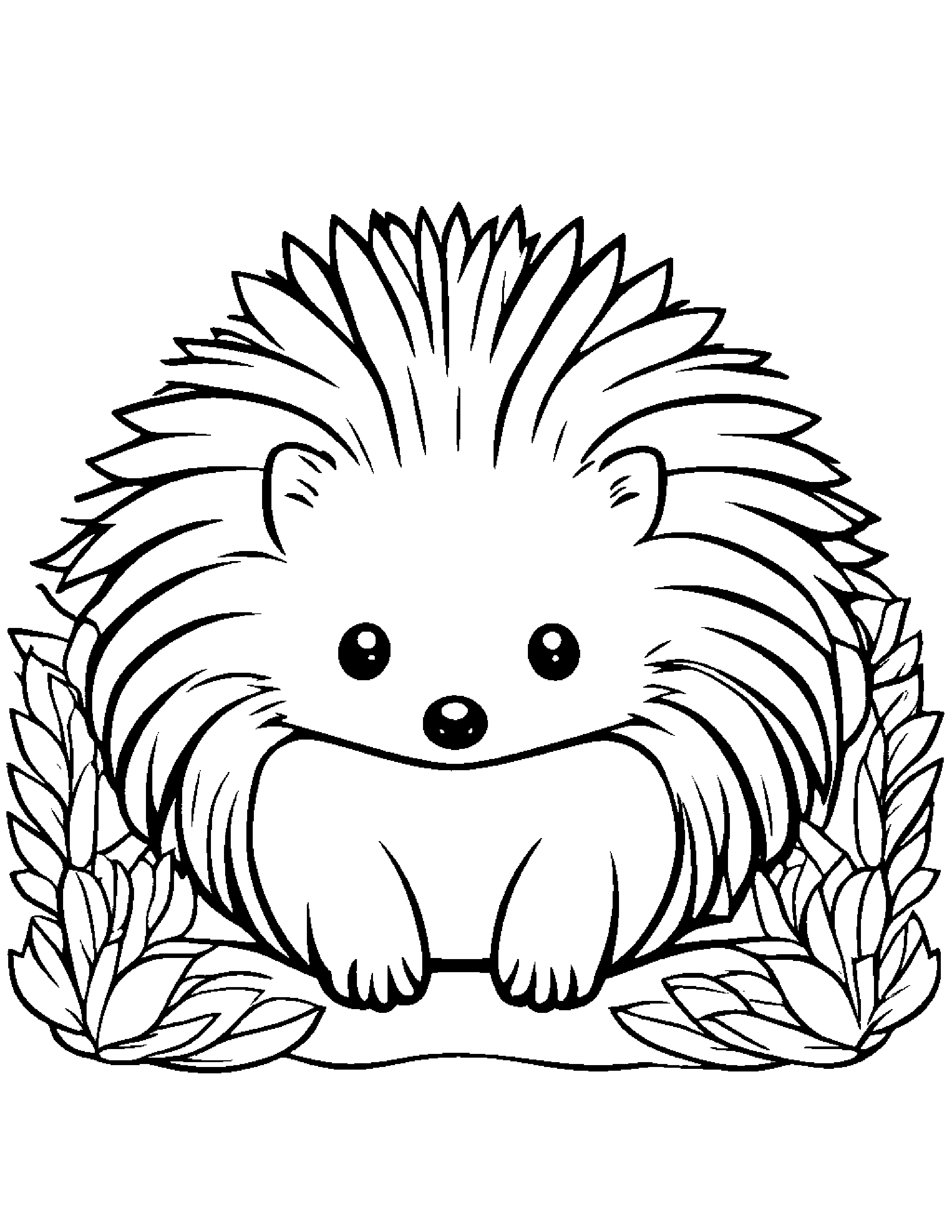 Kawaii Hedgehog #2 Coloring Page (Free Printable PDF)