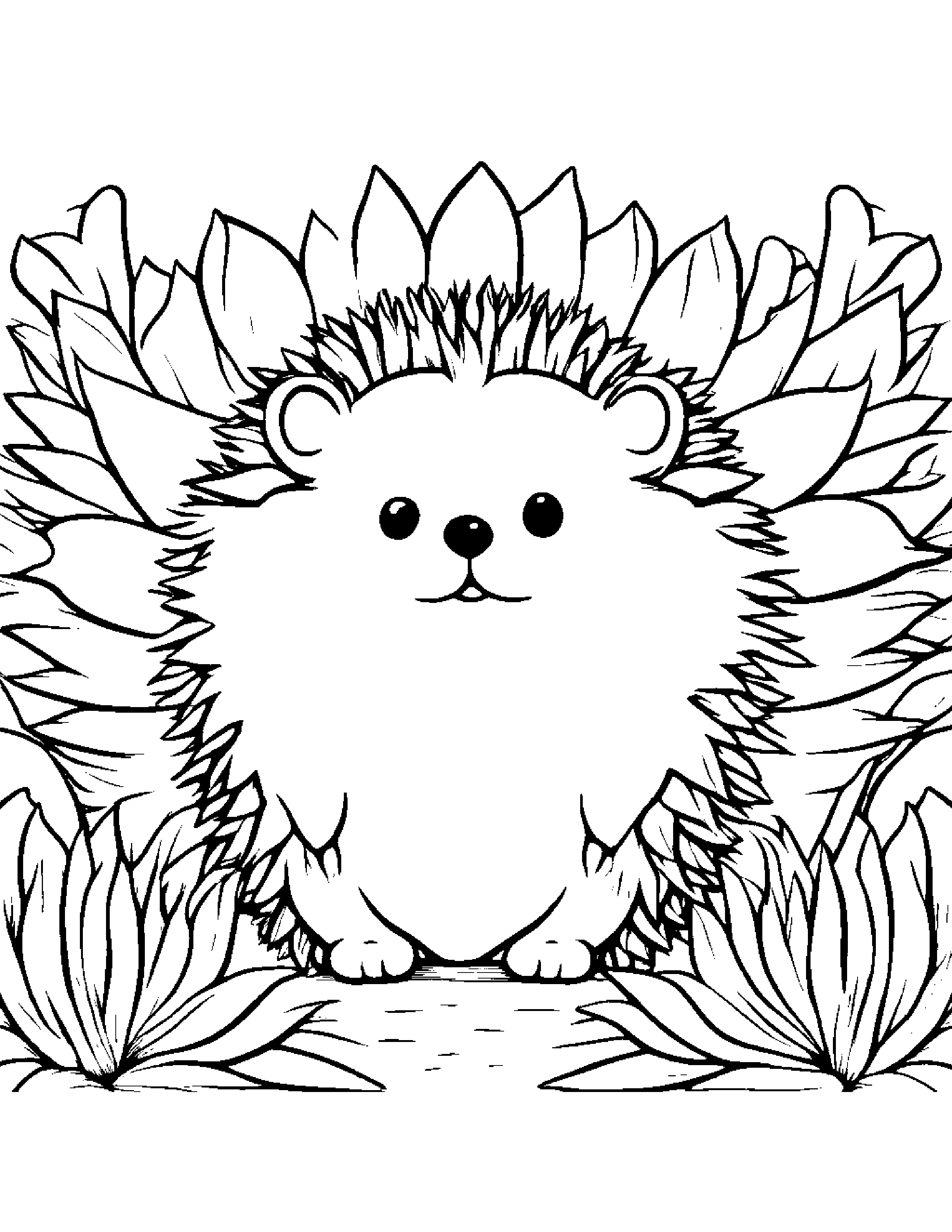 Kawaii Hedgehog Coloring Page (Free Printable PDF)