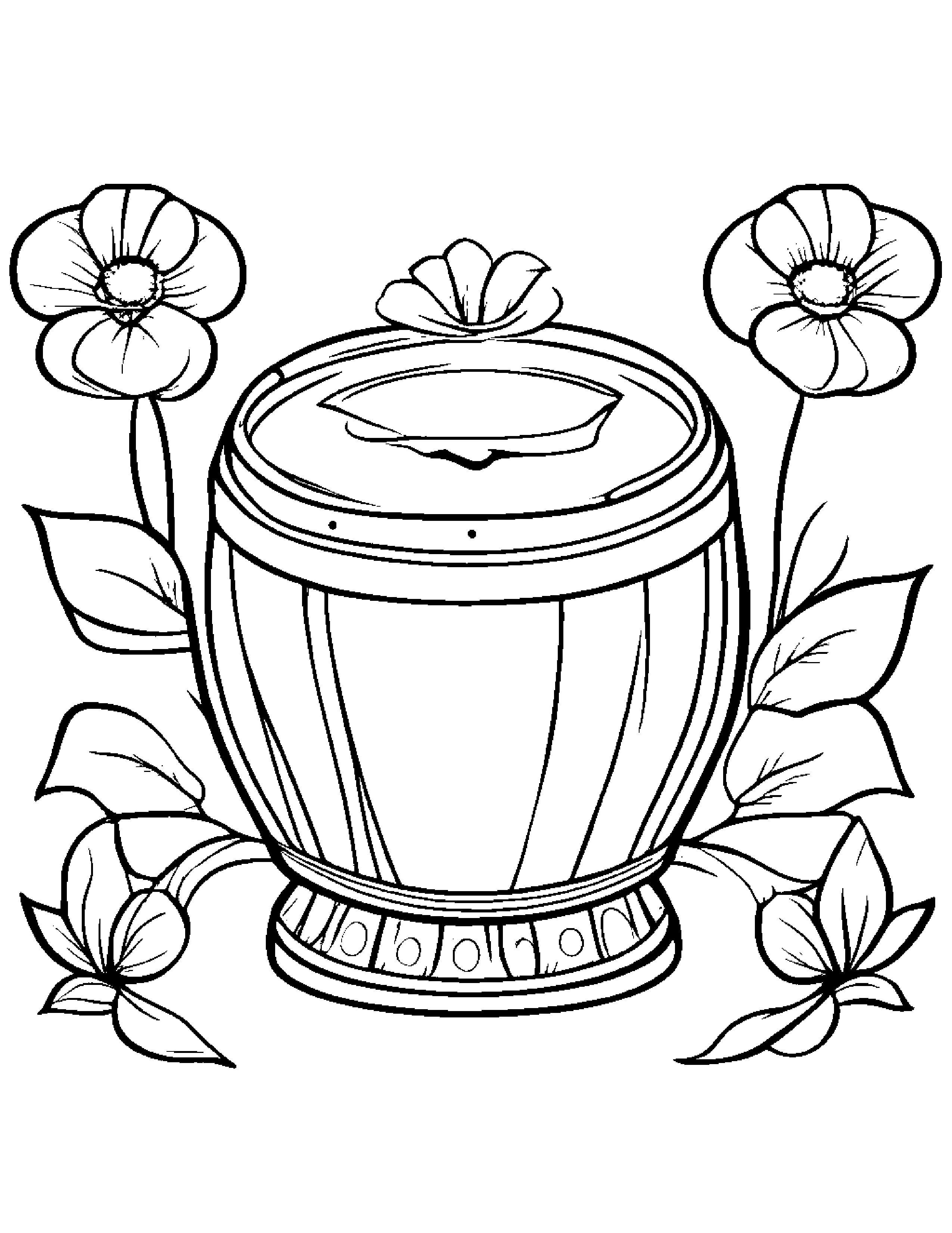 Tiny Drum With A Flower Coloring Page (Free Printable PDF)