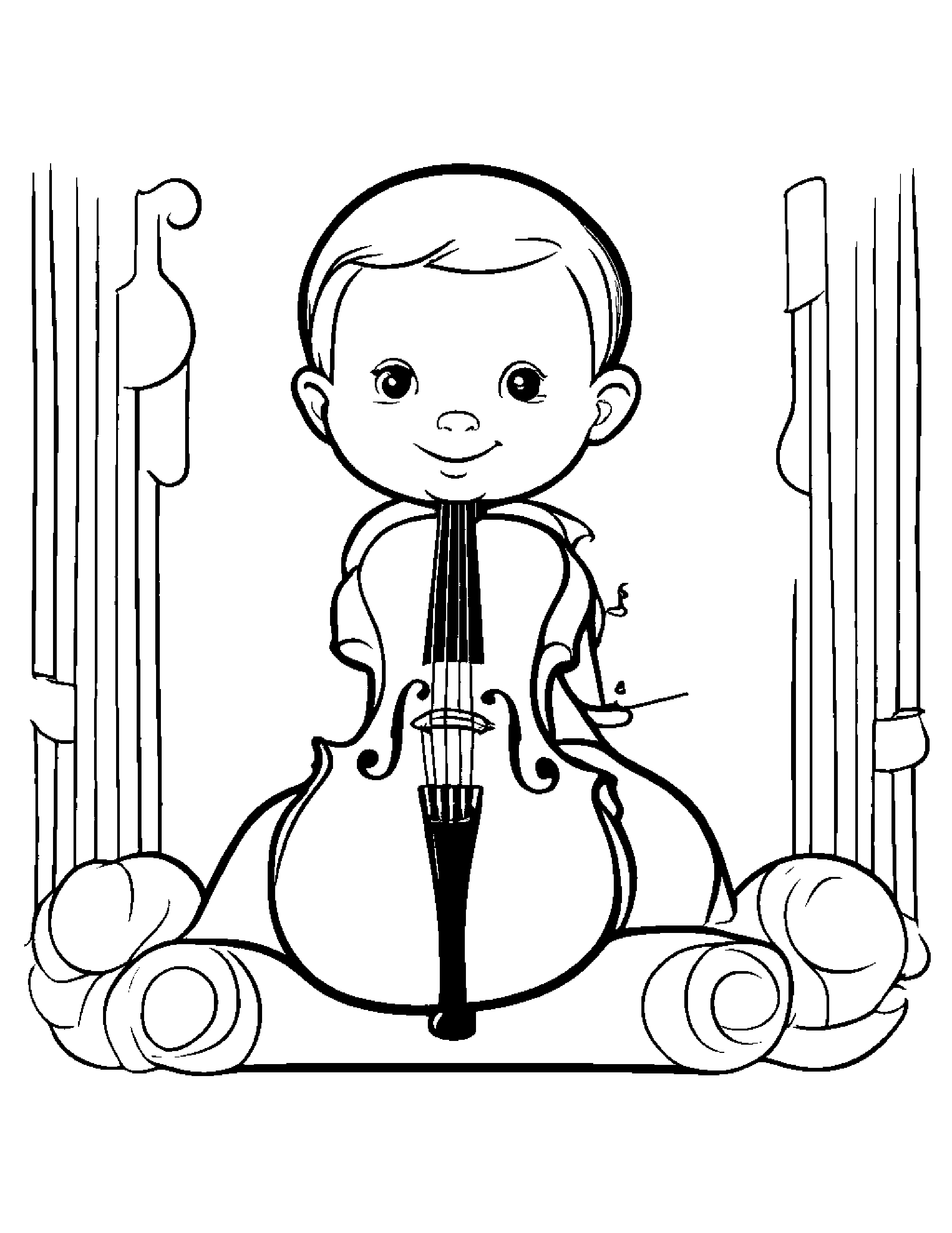 Baby Violin #2 Coloring Page (Free Printable PDF)