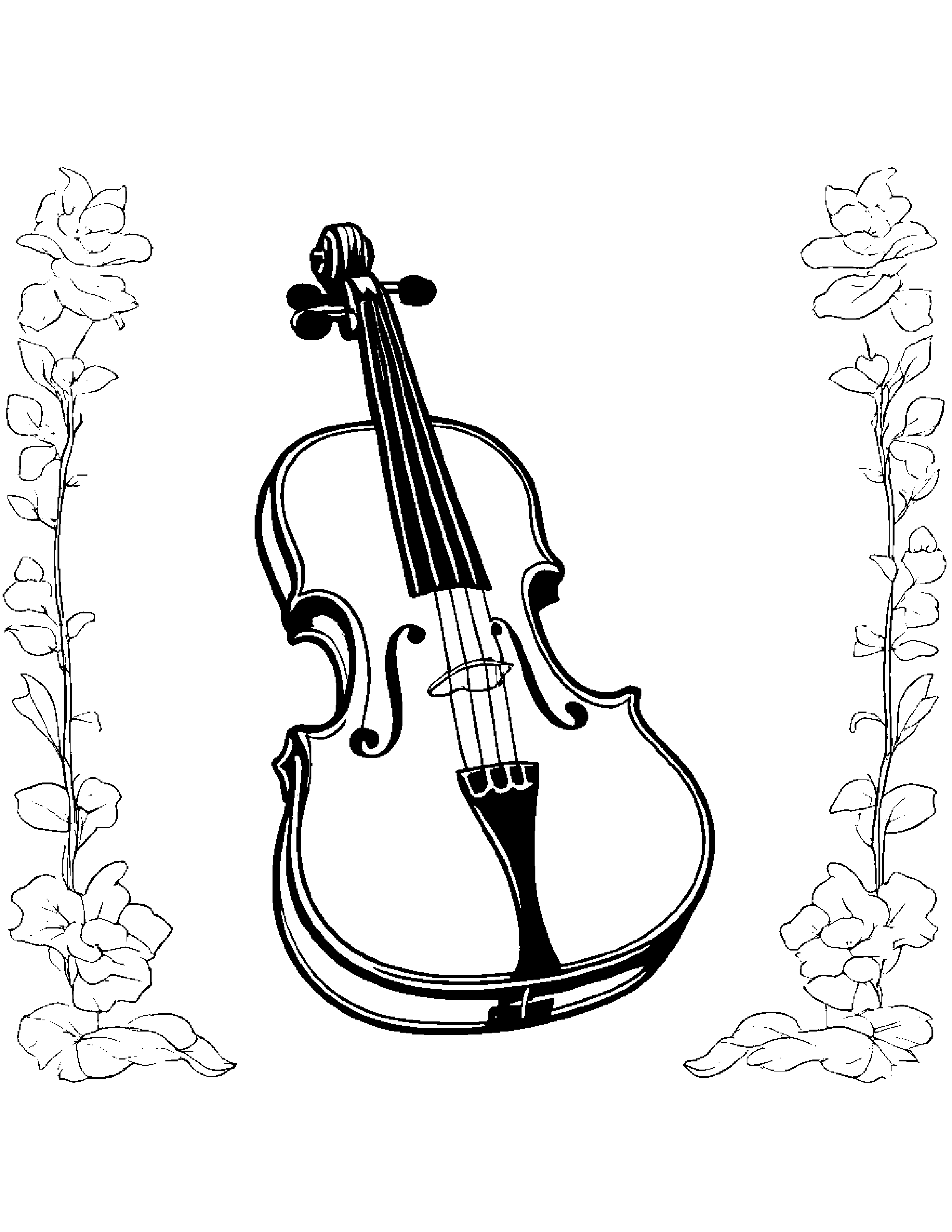 Little Violin With A Bow Coloring Page (Free Printable PDF)