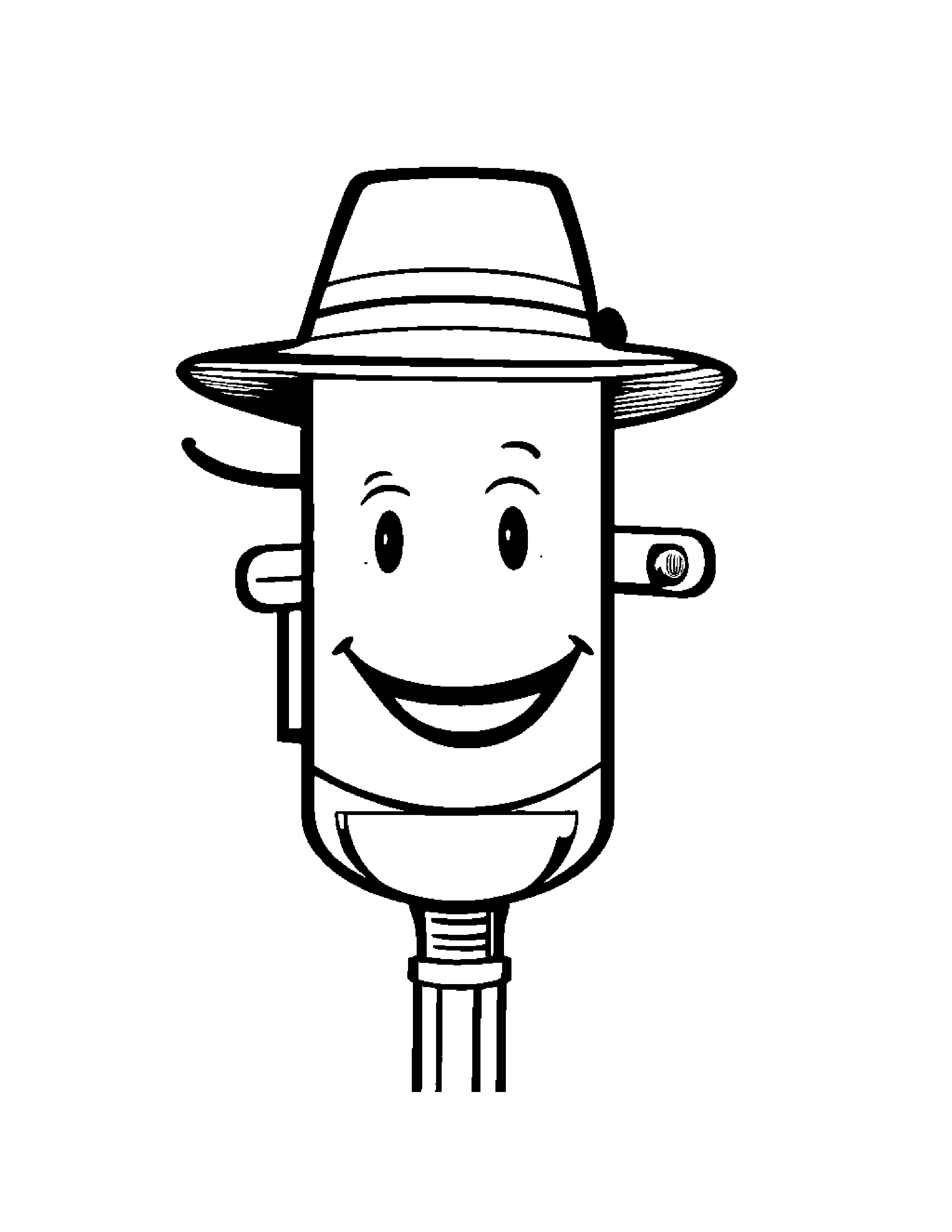 Smiling Microphone Wearing A Hat #2 Coloring Page (Free Printable PDF)