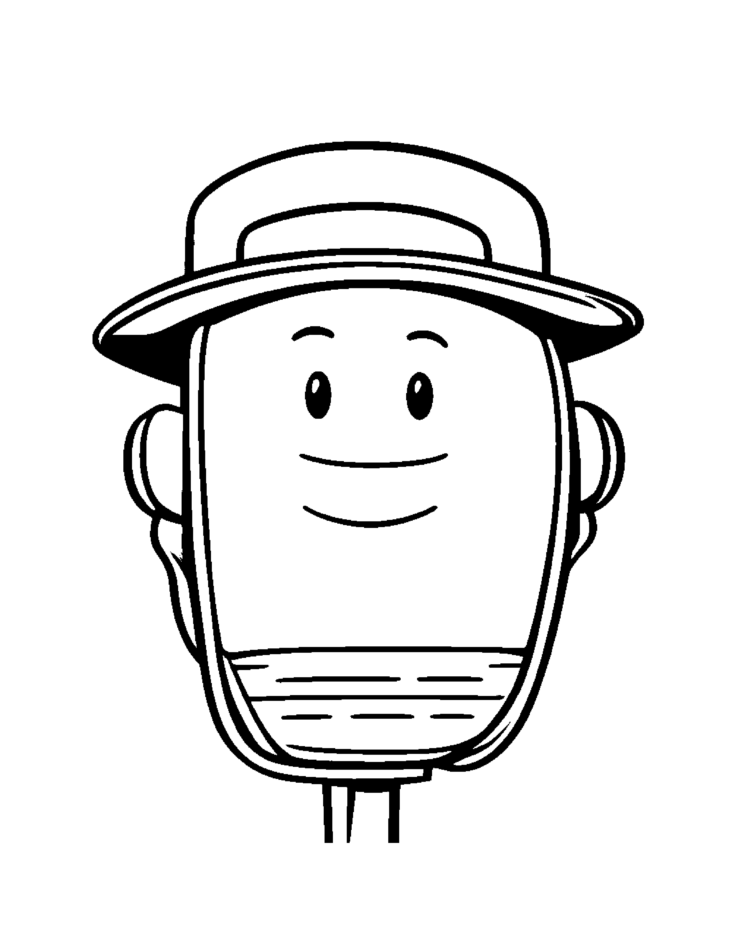 Smiling Microphone Wearing A Hat Coloring Page (Free Printable PDF)