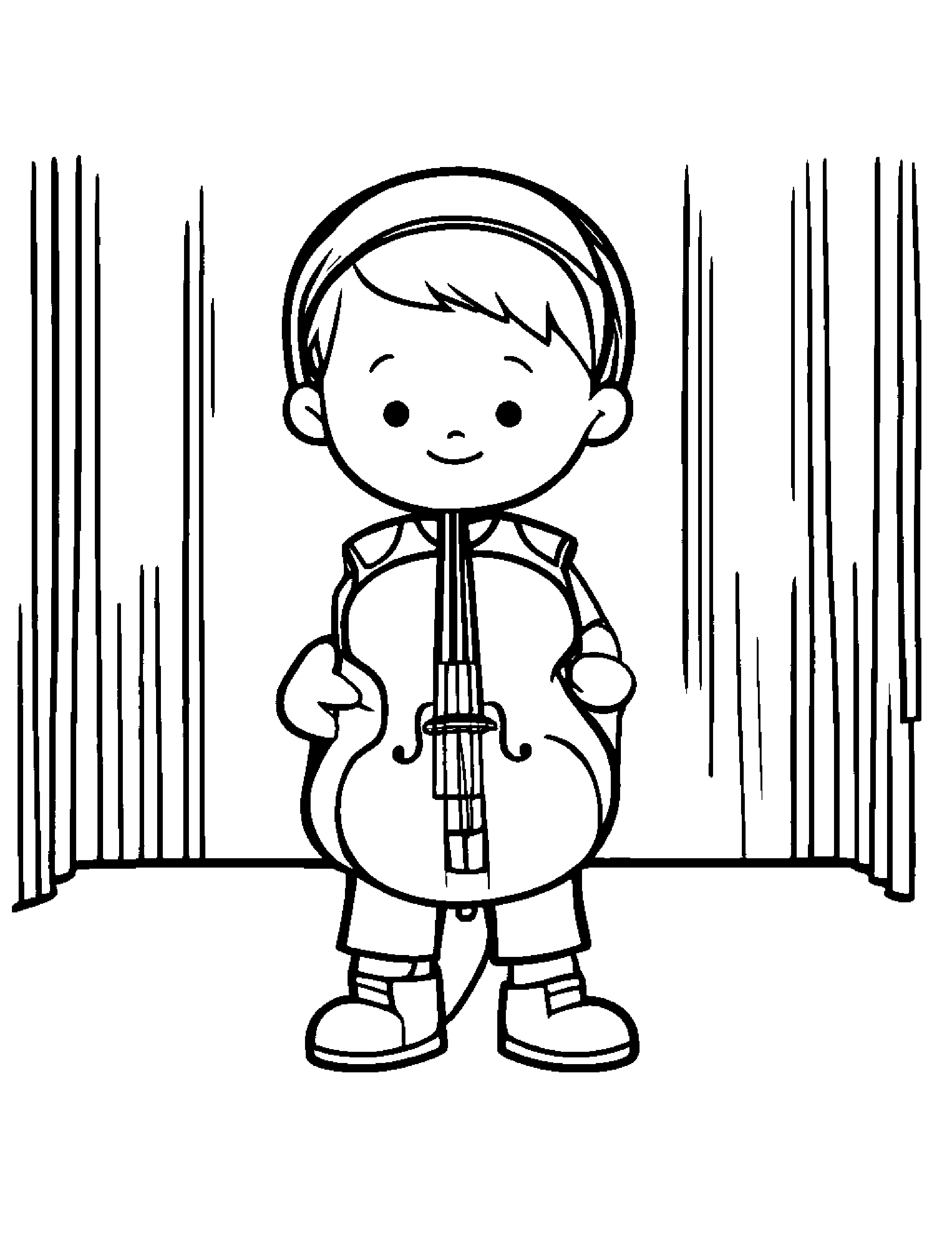Backpack Learning To Tie A Bow On A Music Stage #2 Coloring Page (Free Printable PDF)