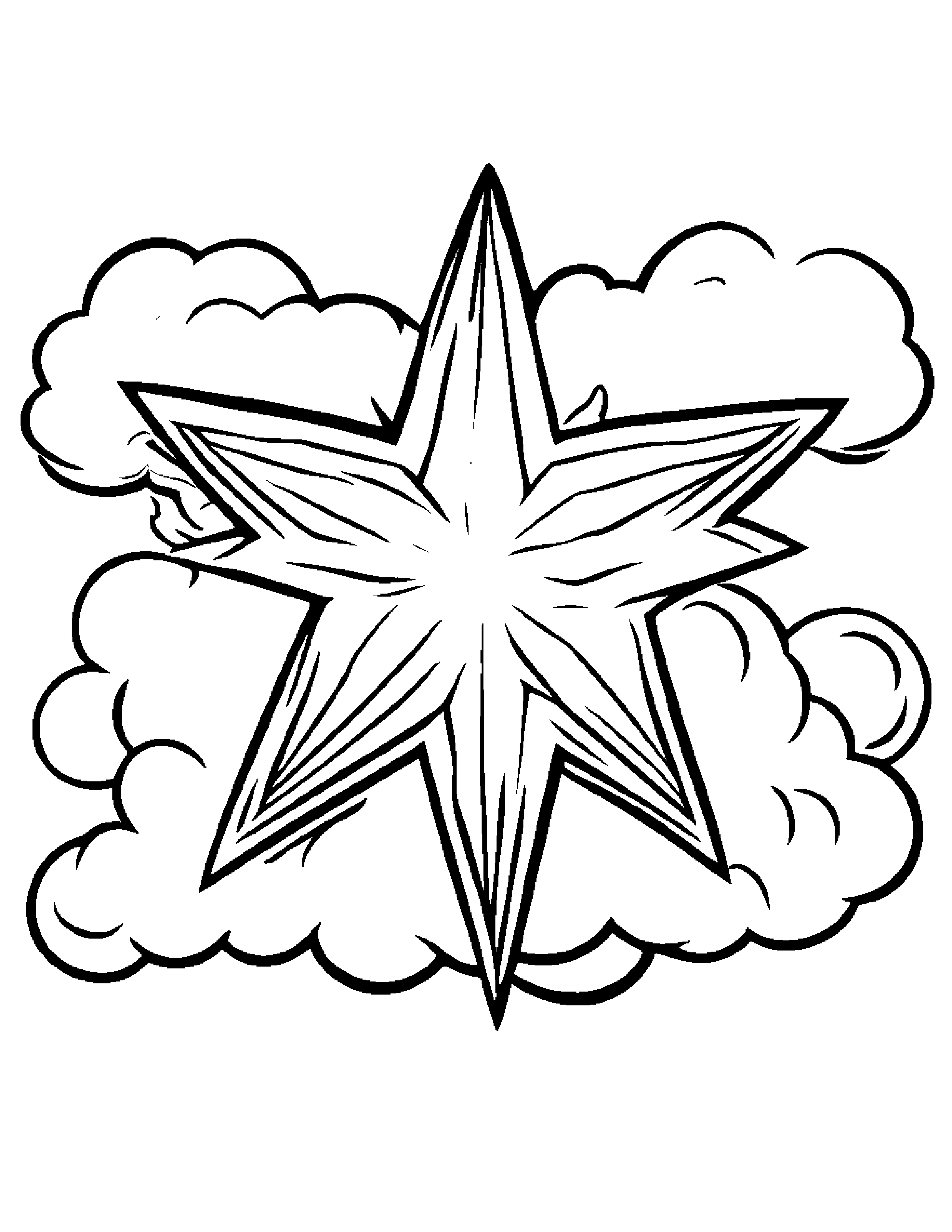 Brave Star Wand On A Fluffy Cloud #2 Coloring Page (Free Printable PDF)