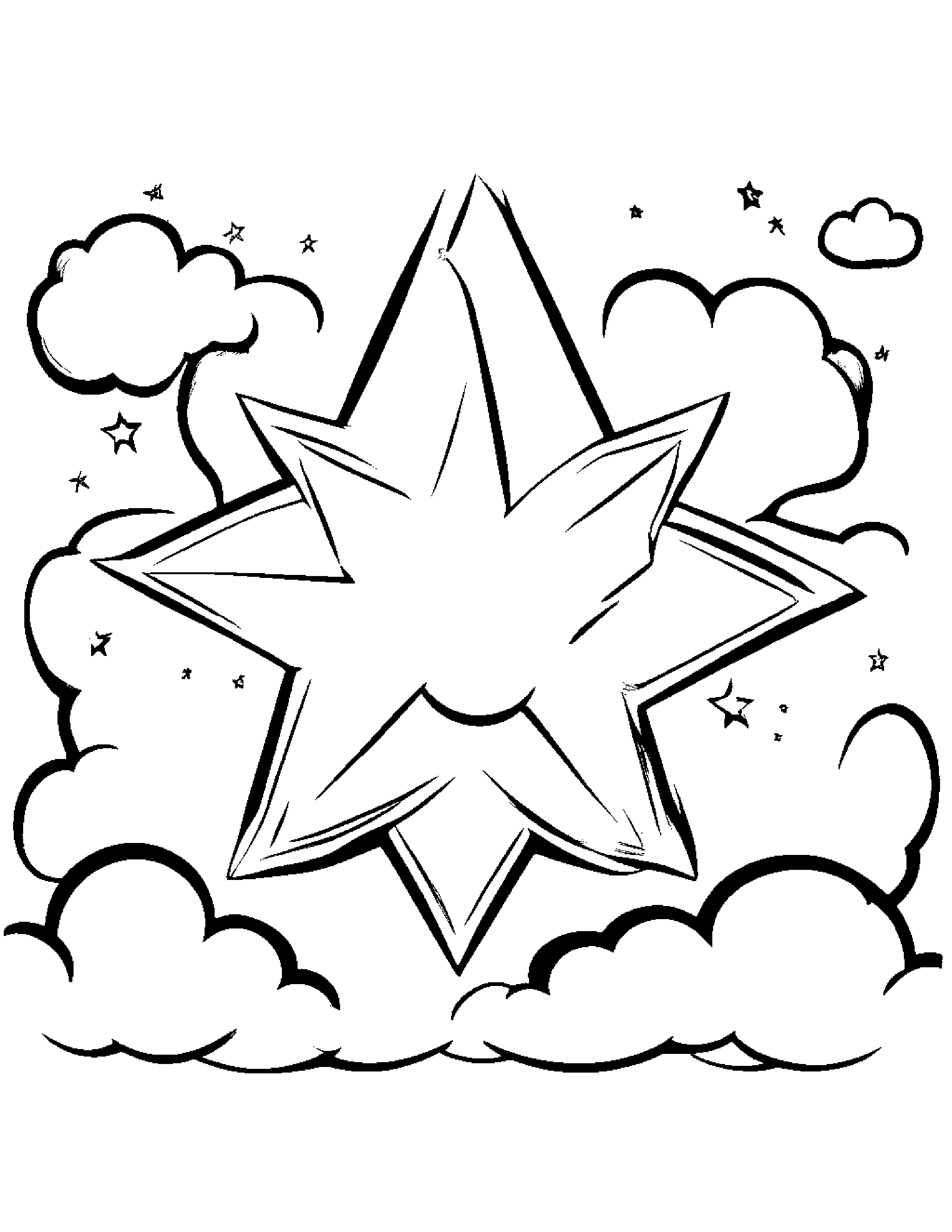 Brave Star Wand On A Fluffy Cloud Coloring Page (Free Printable PDF)