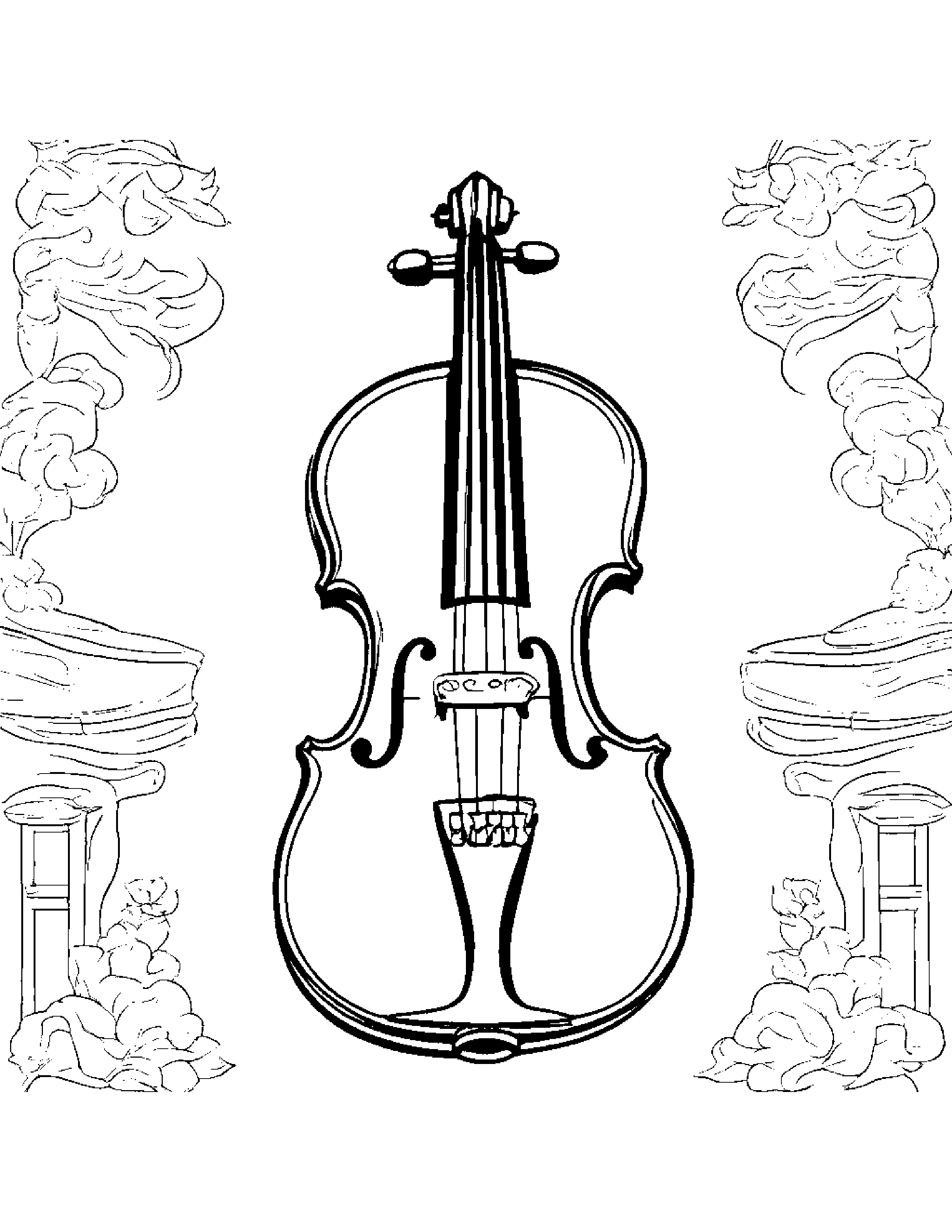 Bright Violin #3 Coloring Page (Free Printable PDF)