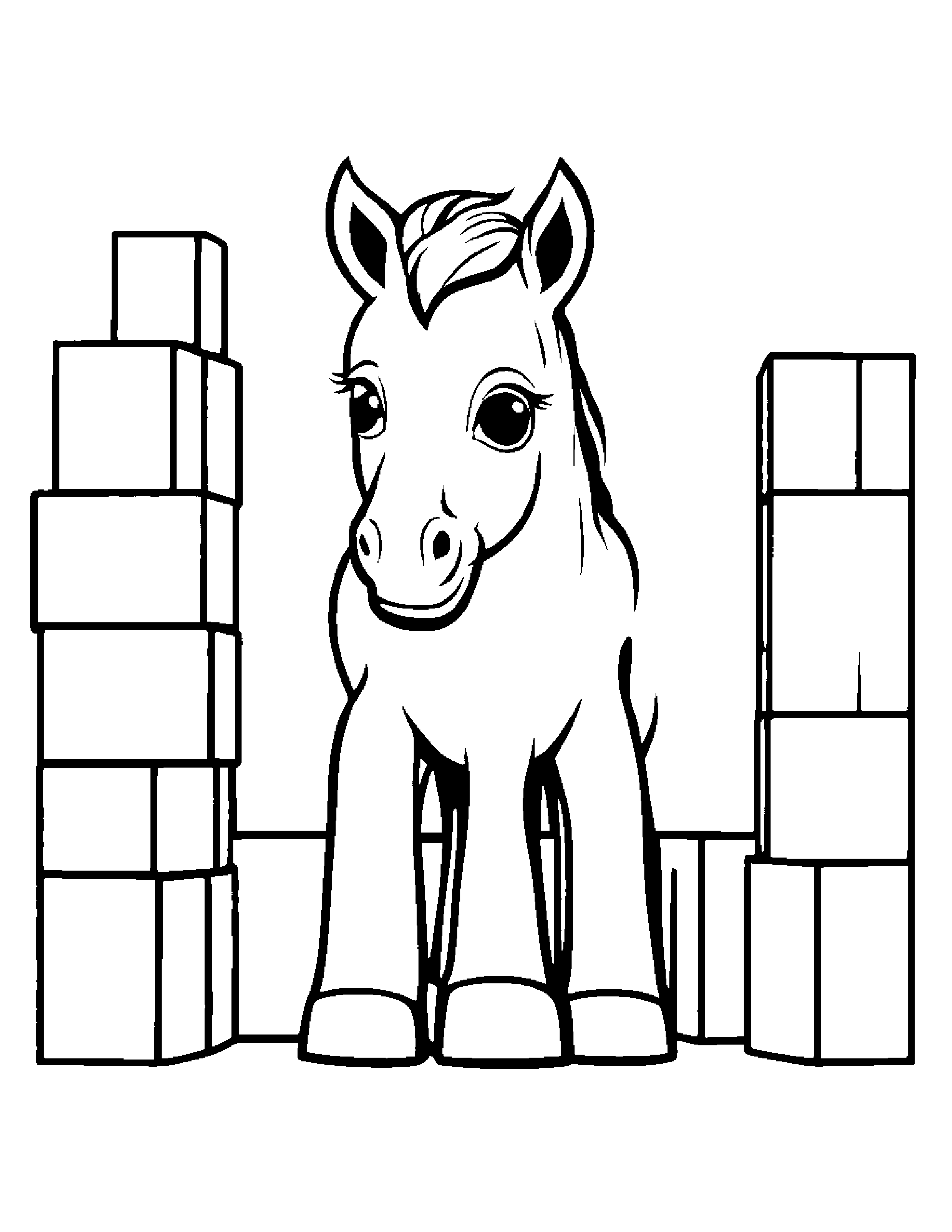 Bubbly Foal Stacking Blocks #3 Coloring Page (Free Printable PDF)