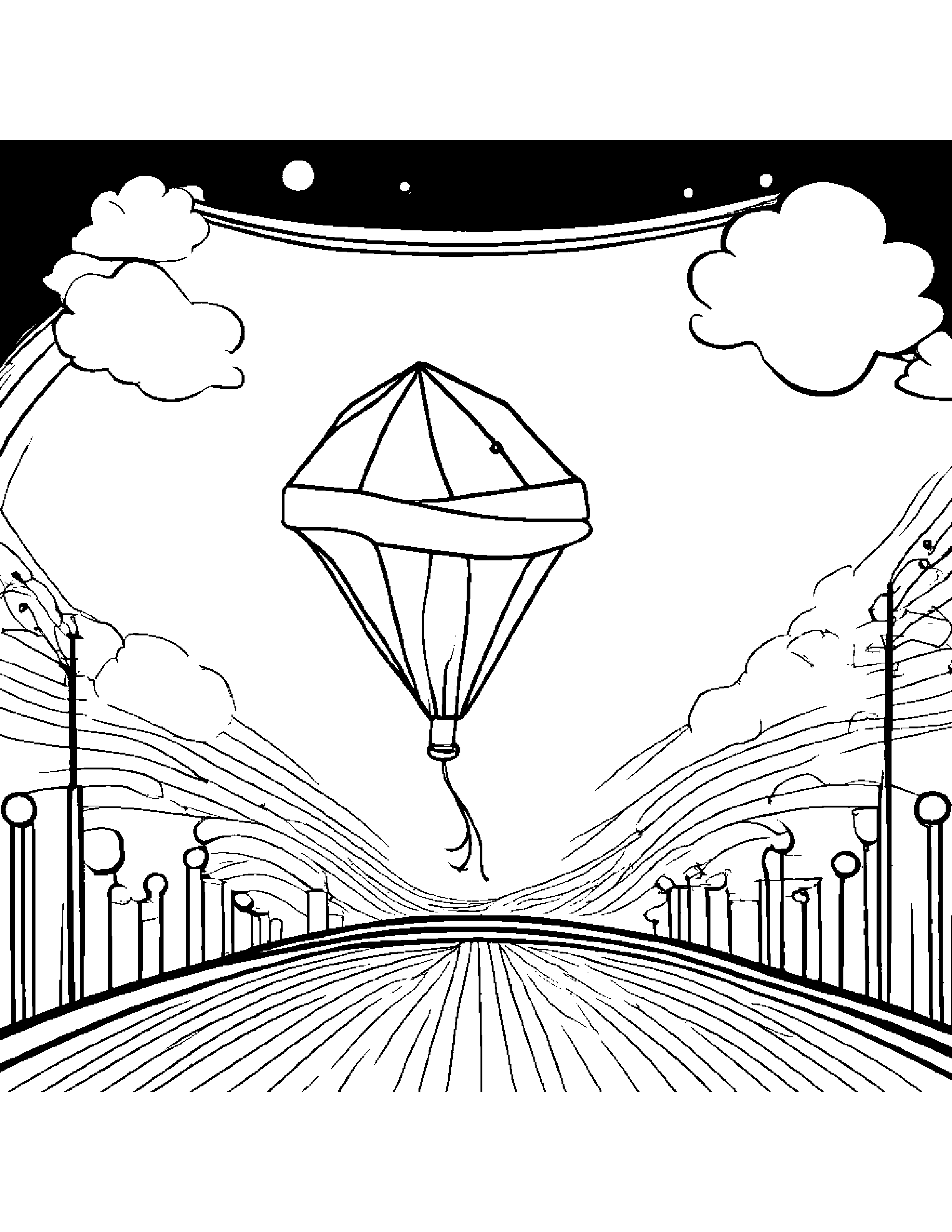 Bubbly Kite On A Music Stage #2 Coloring Page (Free Printable PDF)
