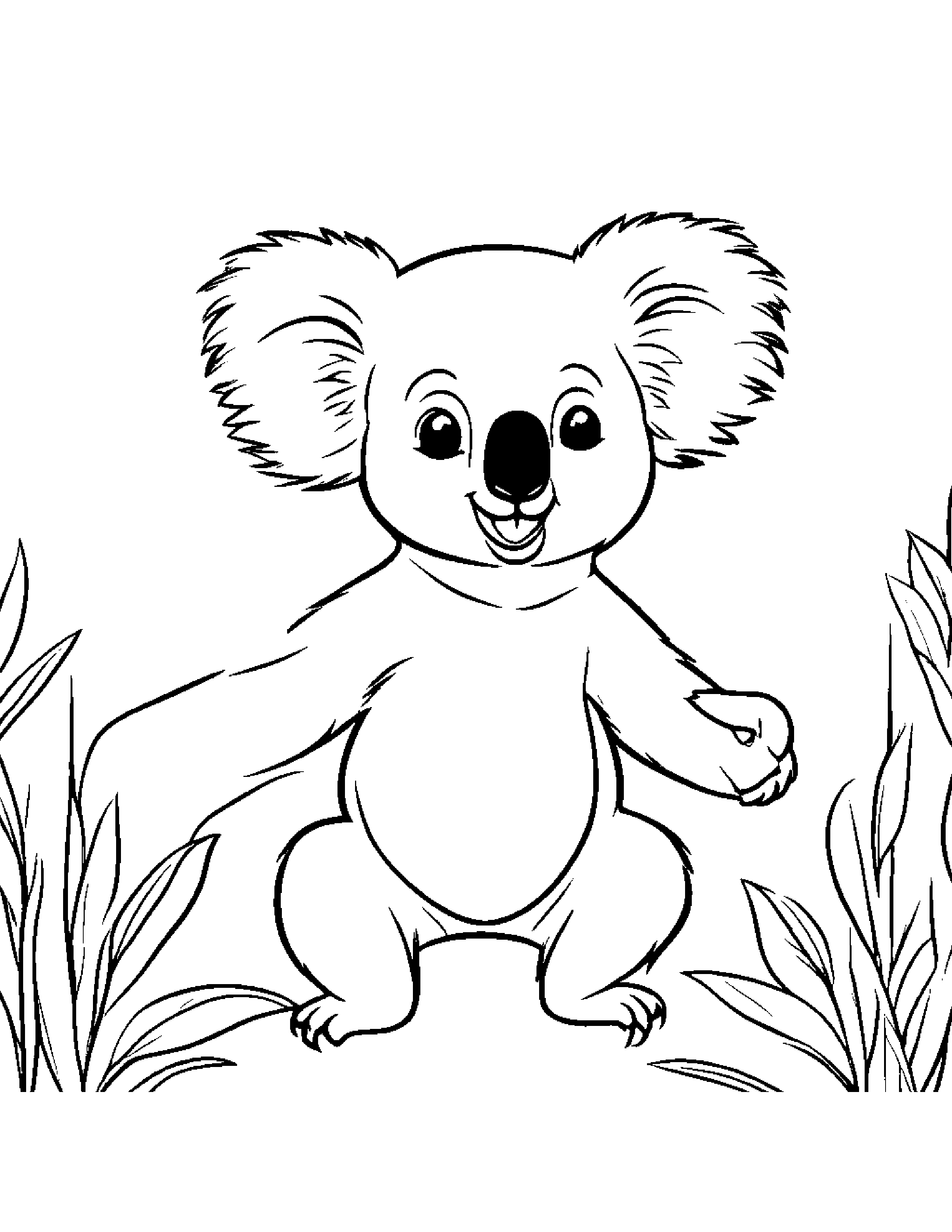 Bubbly Koala Dancing #2 Coloring Page (Free Printable PDF)