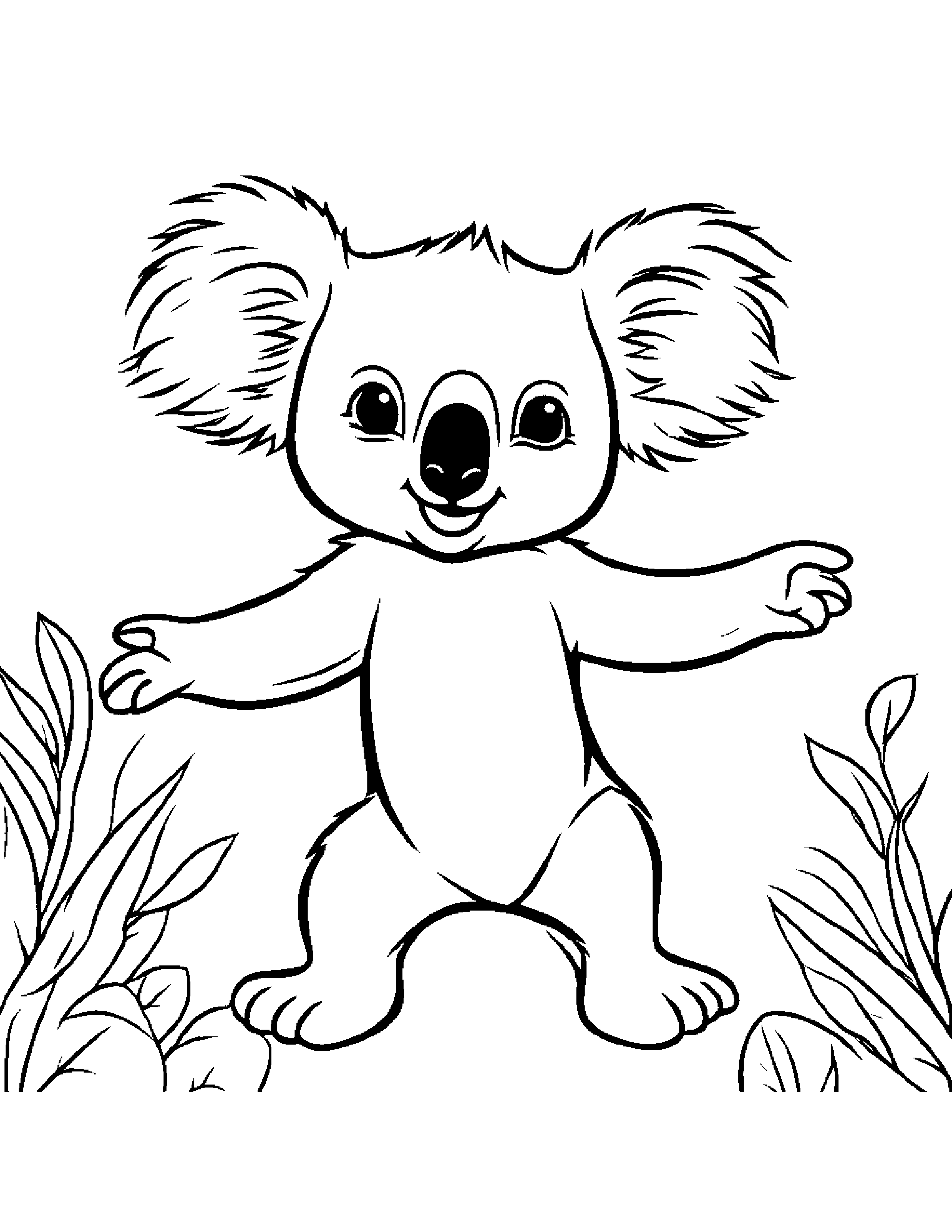 Bubbly Koala Dancing #3 Coloring Page (Free Printable PDF)