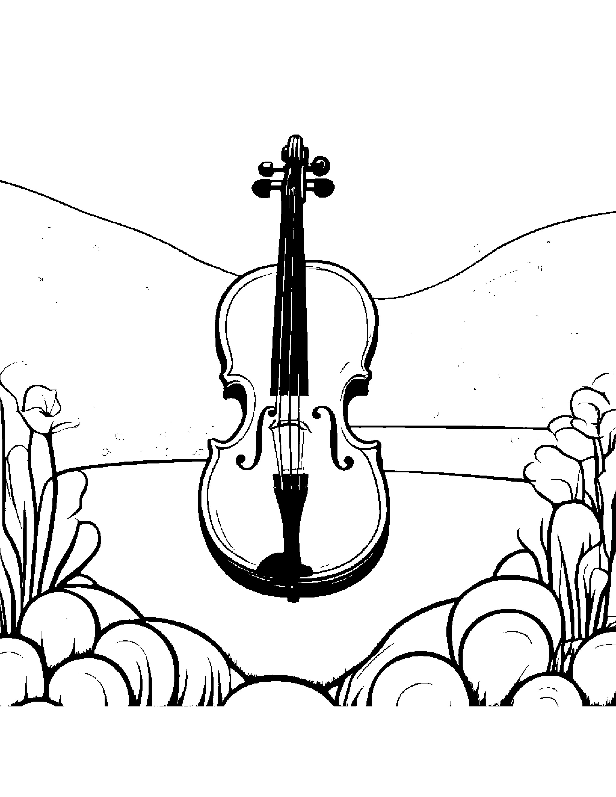Bubbly Violin Beside A Sandbox Coloring Page (Free Printable PDF)